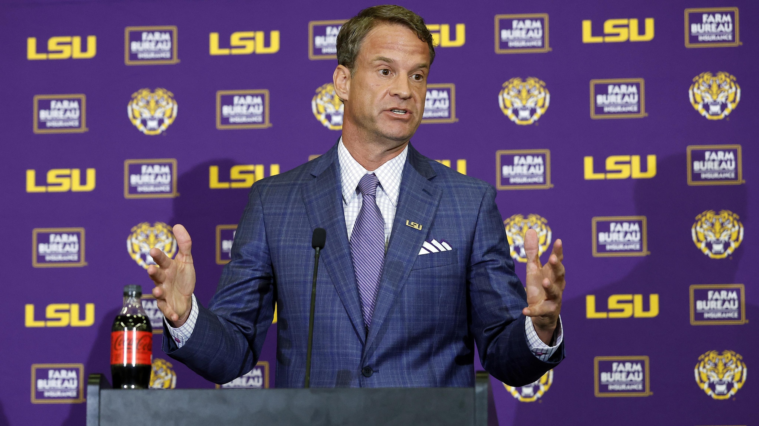 LSU Football Hosts Press Conference Introducing New Head Coach Lane Kiffin