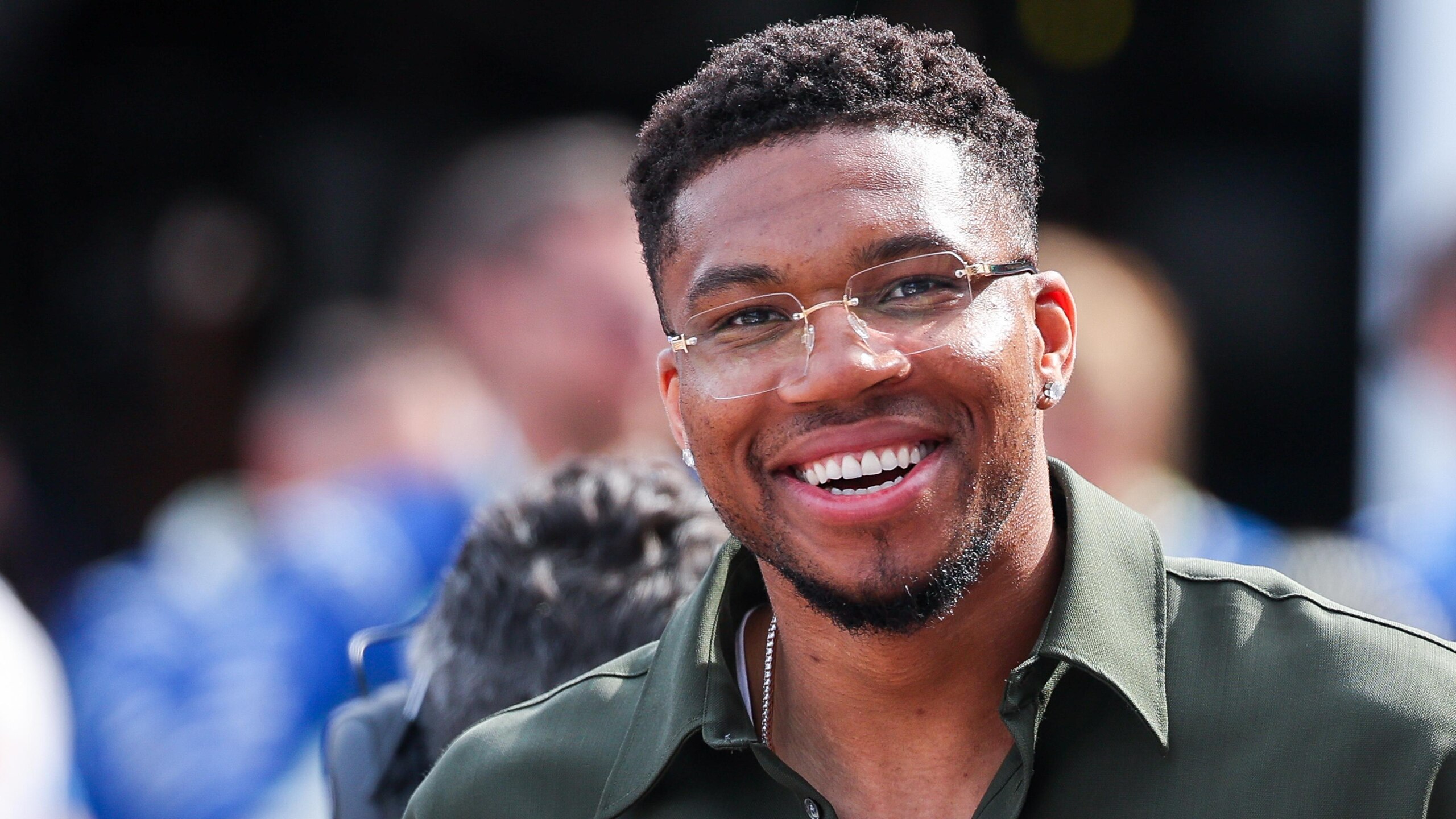 Giannis Antetokounmpo NBA player seen during the F1 Grand Giannis Antetokounmpo NBA player seen during the F1 Grand