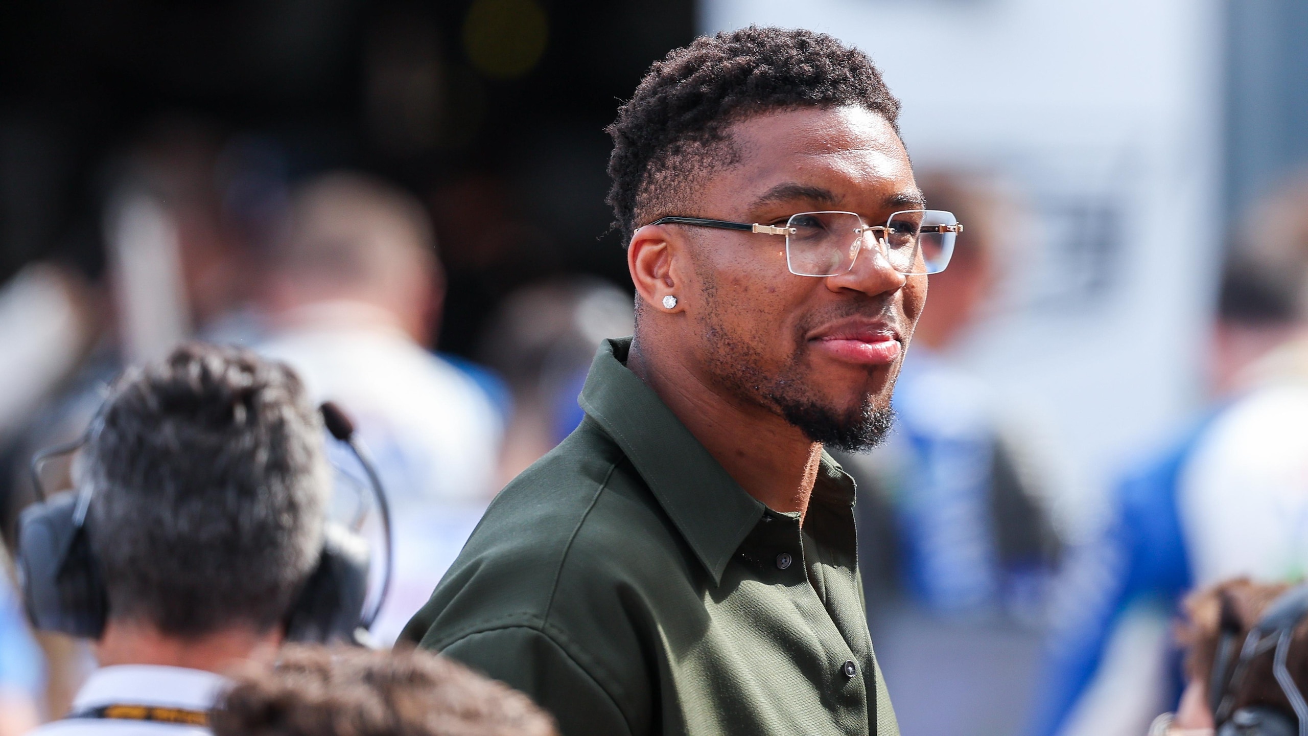 Giannis Antetokounmpo NBA player seen during the F1 Grand Giannis Antetokounmpo NBA player seen during the F1 Grand