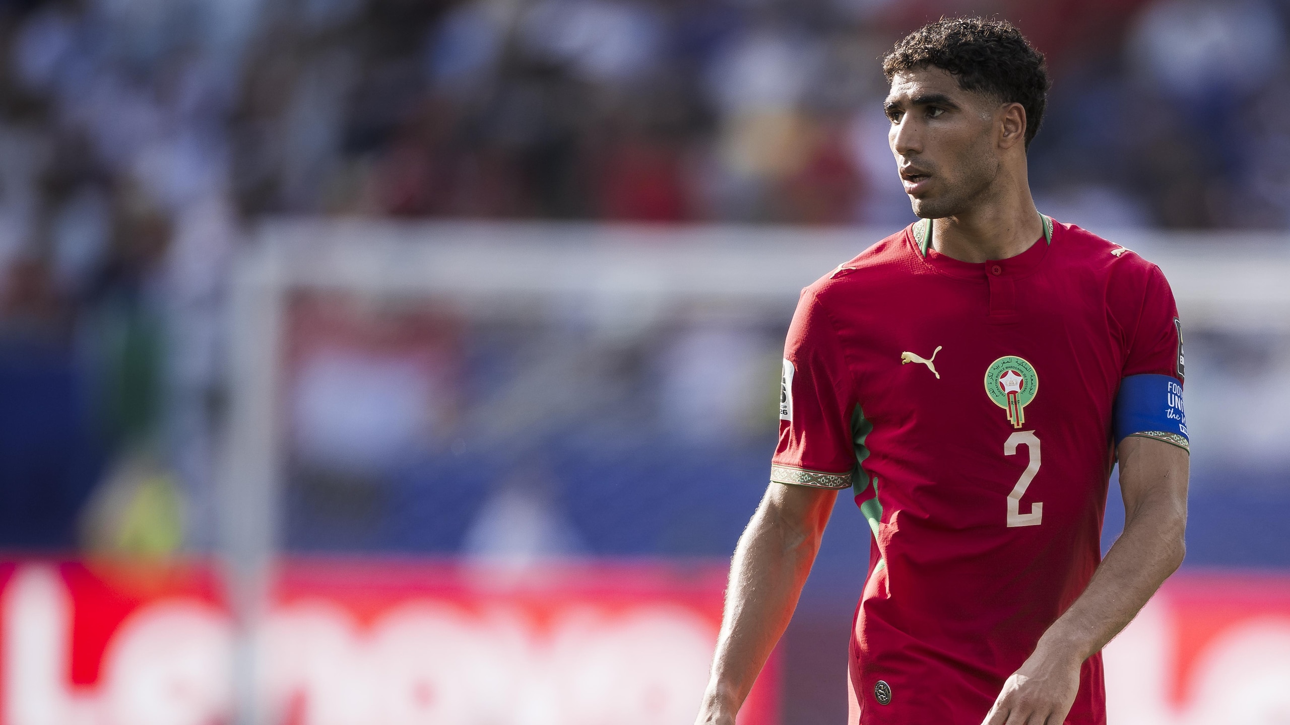 Achraf Hakimi of Morocco looks on during the FIFA World Cup