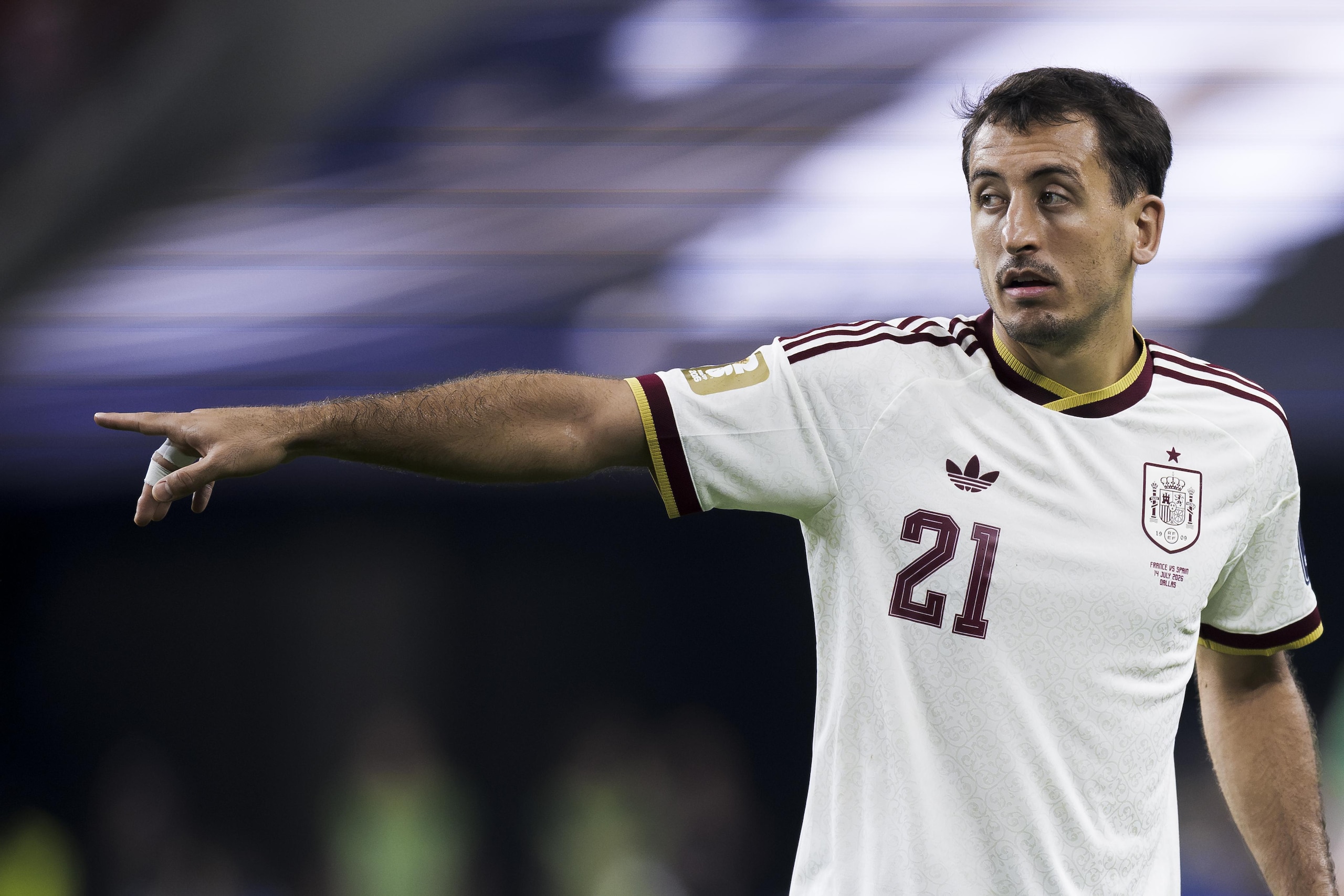 Mikel Oyarzabal of Spain gestures during the FIFA World Cup Mikel Oyarzabal of Spain gestures during the FIFA World Cup