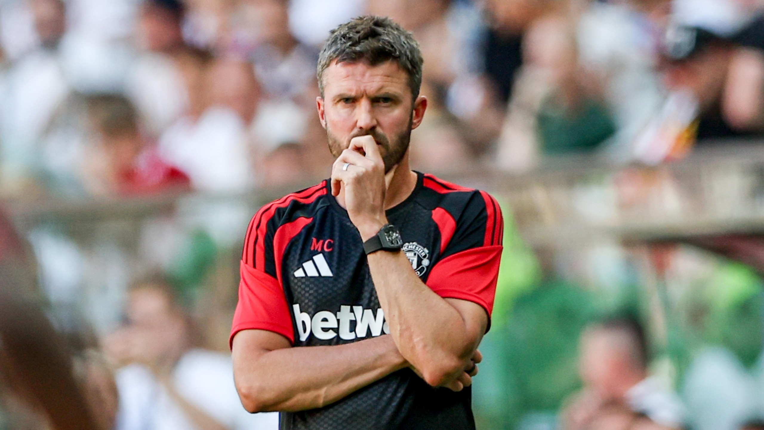 Coach Michael Carrick of Manchester United seen in action