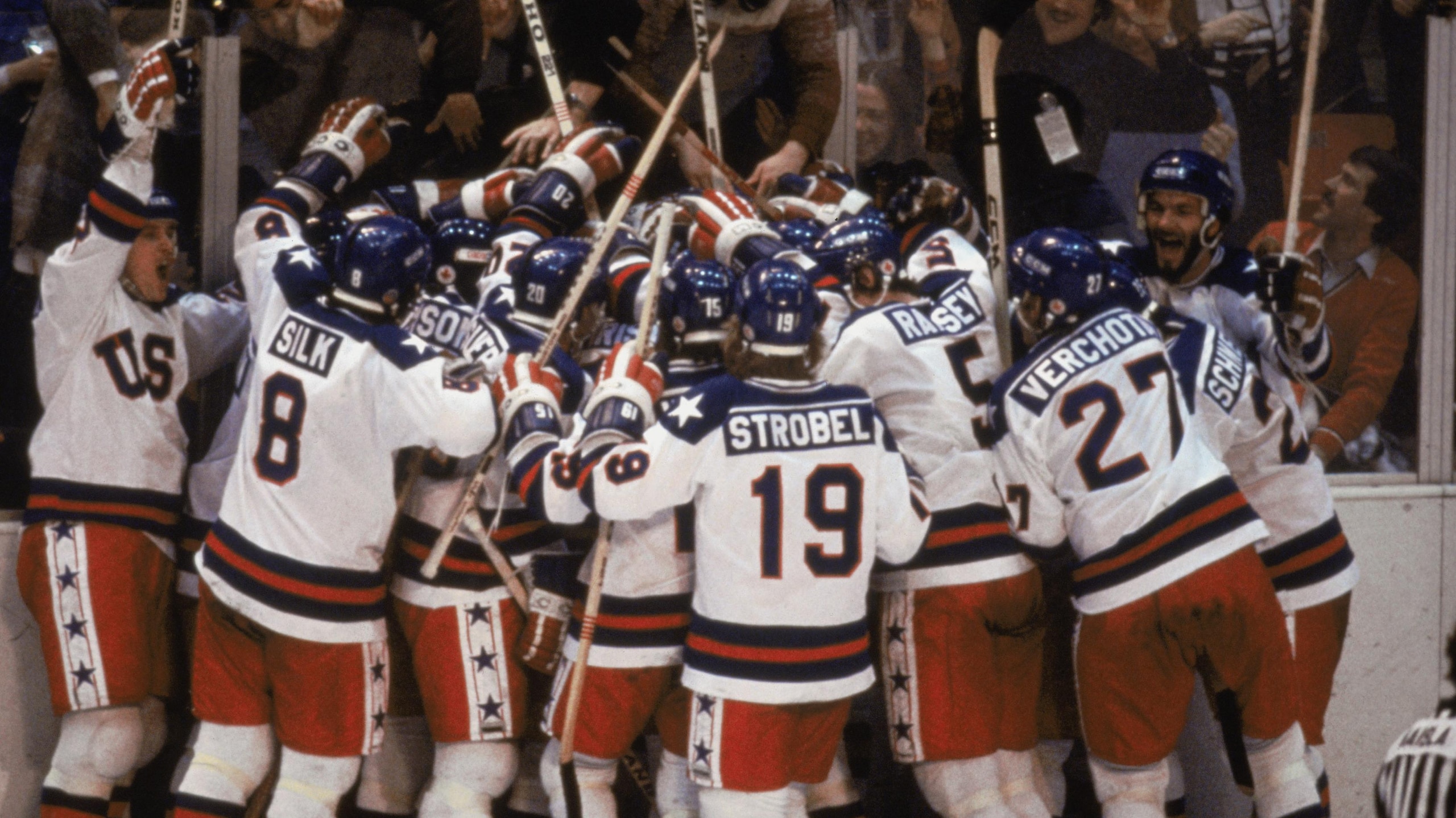 Team USA celebrates "the Miracle on Ice"