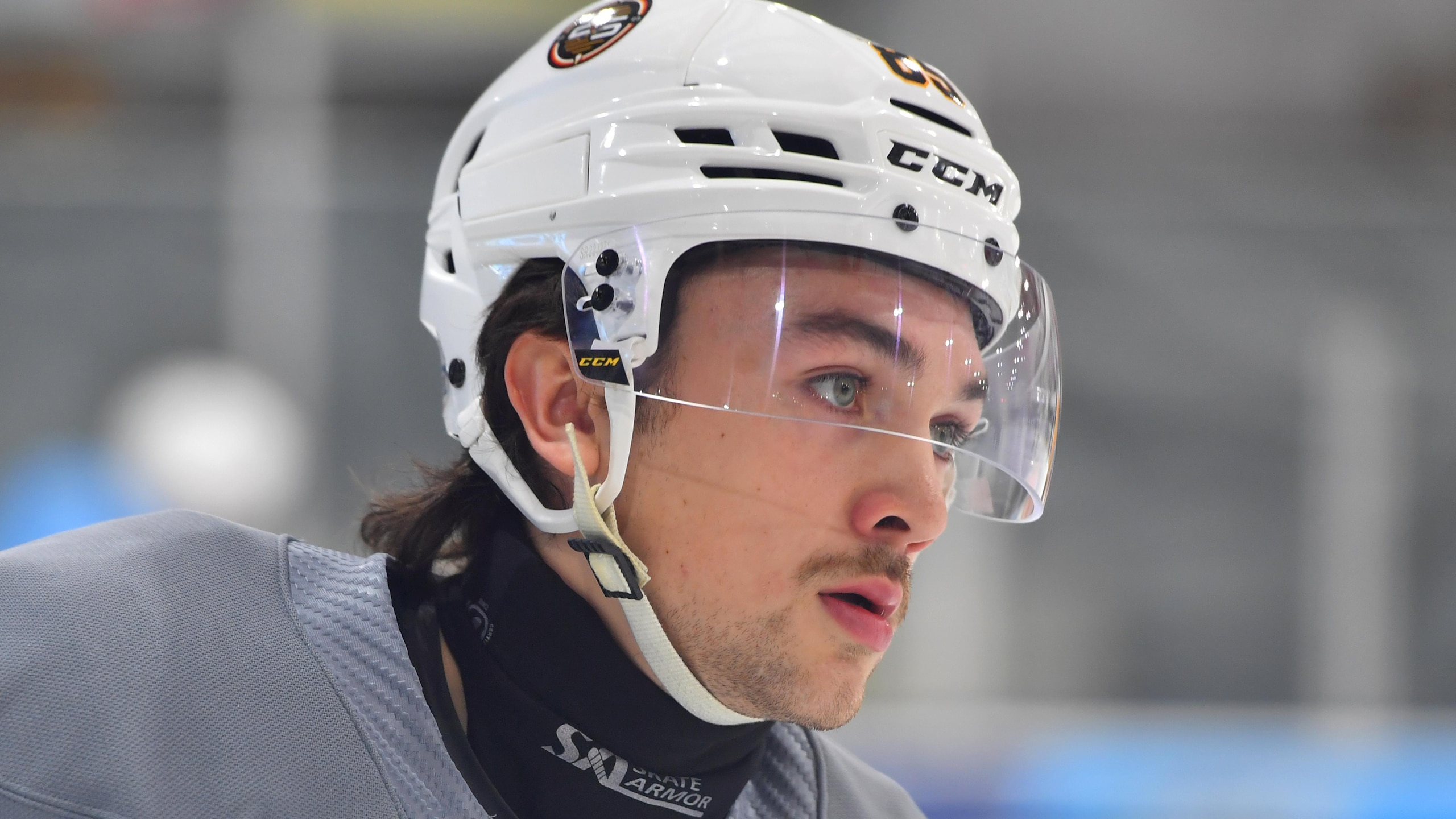 Wilkes-Barre Scranton Penguins AHL #85 Jack Avery wears a