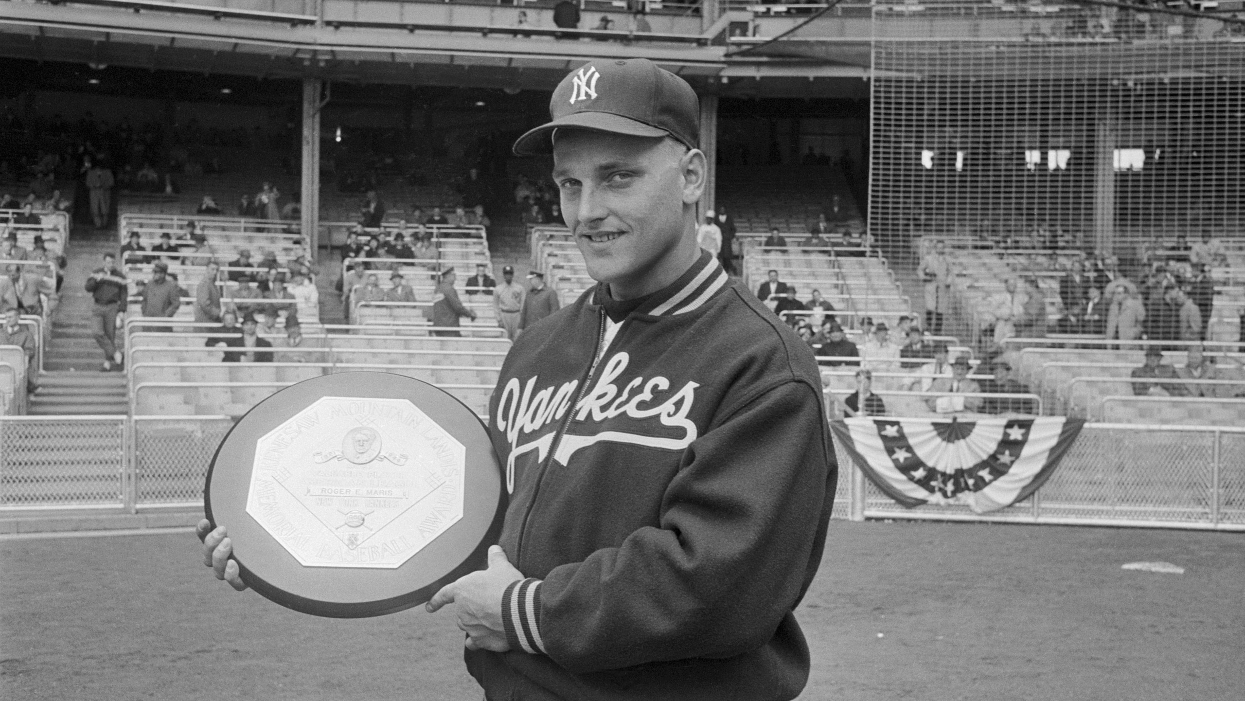 Roger Maris Holding His Award
