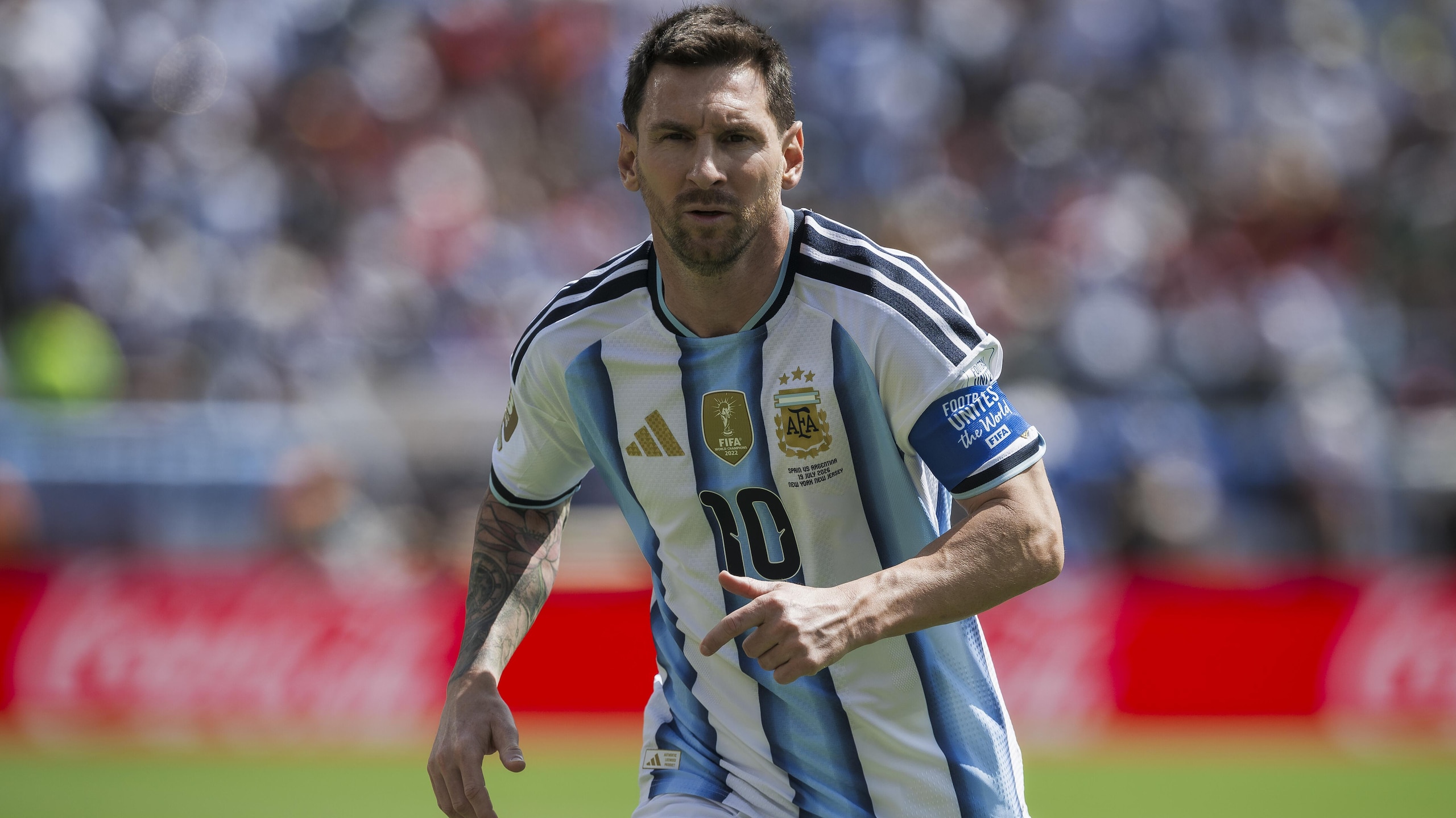 Lionel Messi of Argentina looks on during the FIFA World Cup