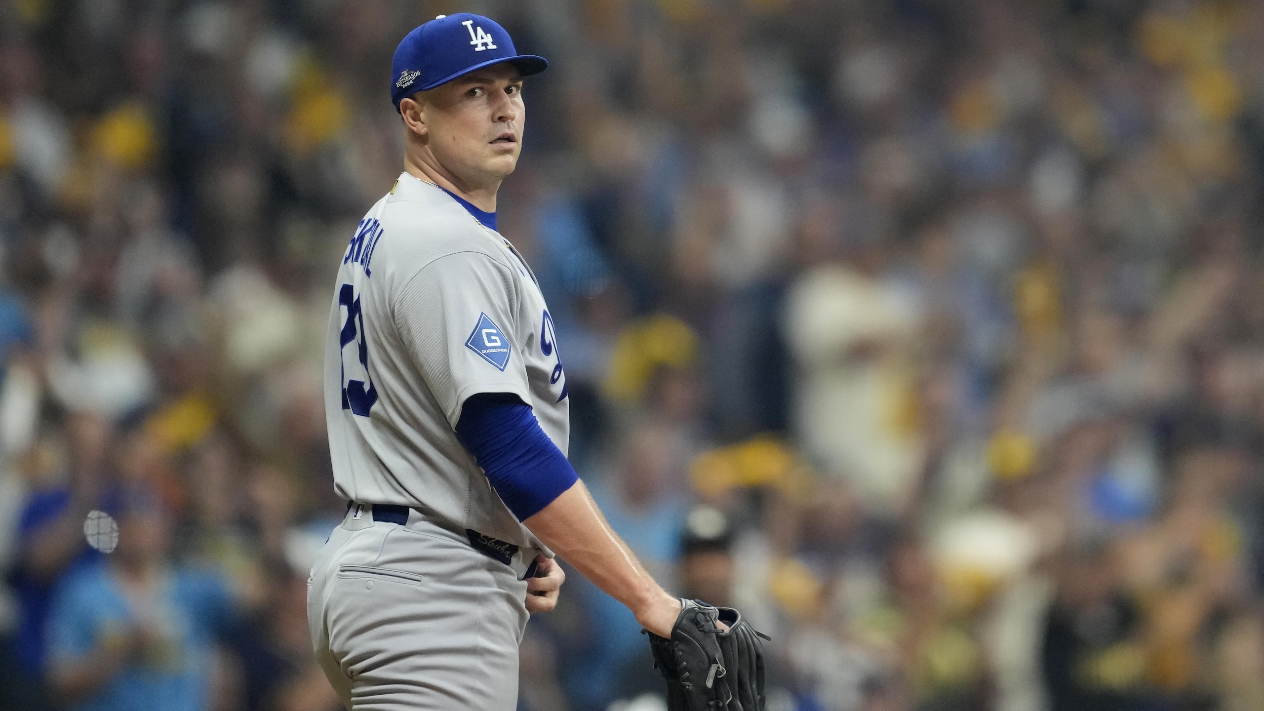 National League Championship Series: Los Angeles Dodgers v Milwaukee Brewers - Game One National League Championship Series: Los Angeles Dodgers v Milwaukee Brewers - Game One