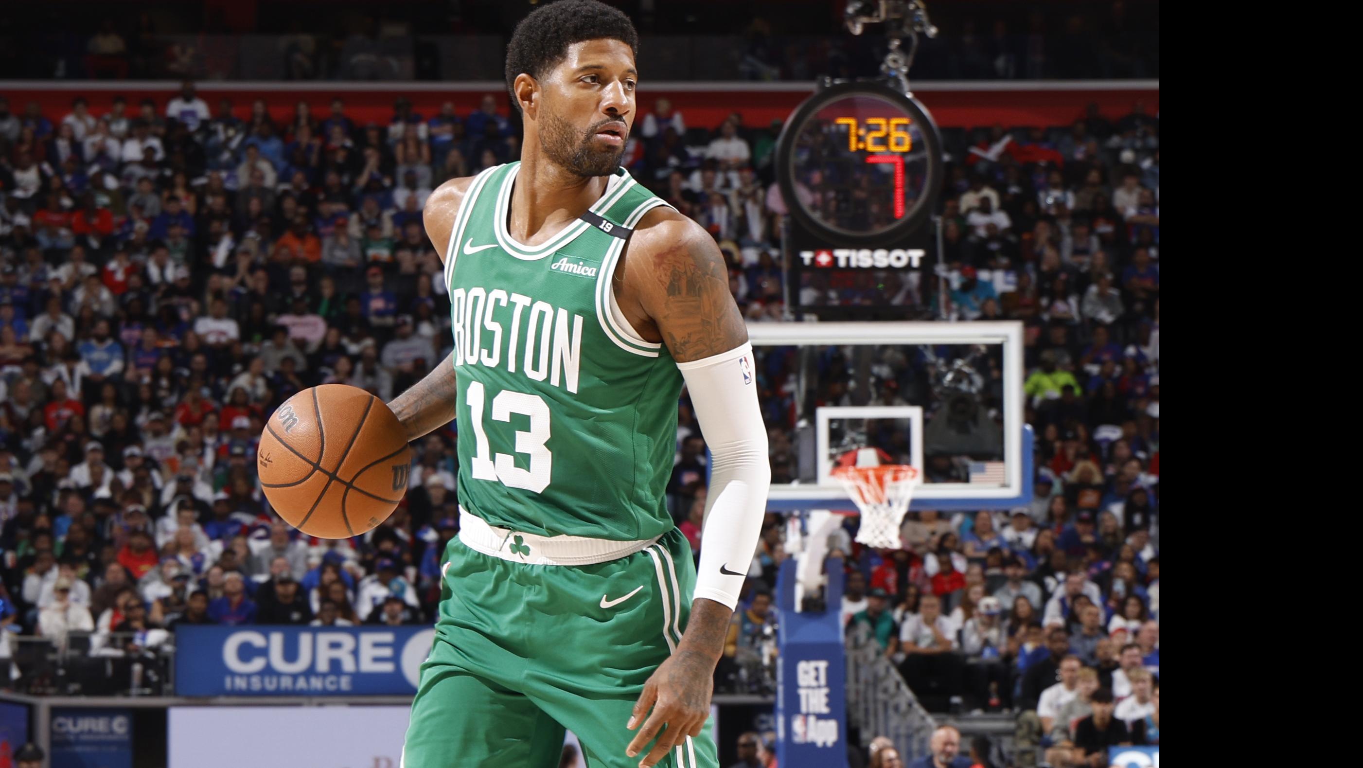 Paul George mencetak 38 poin pada debutnya bersama Boston Celtics melawan Detroit Pistons