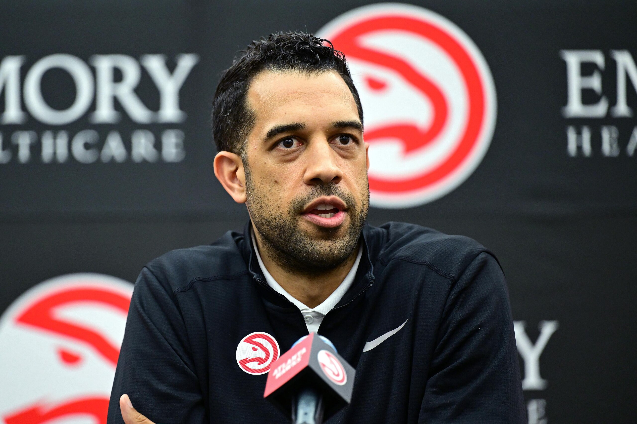 Atlanta Hawks Zaccharie Risacher and Nikola Djurisic Draft Press Conference Atlanta Hawks Zaccharie Risacher and Nikola Djurisic Draft Press Conference