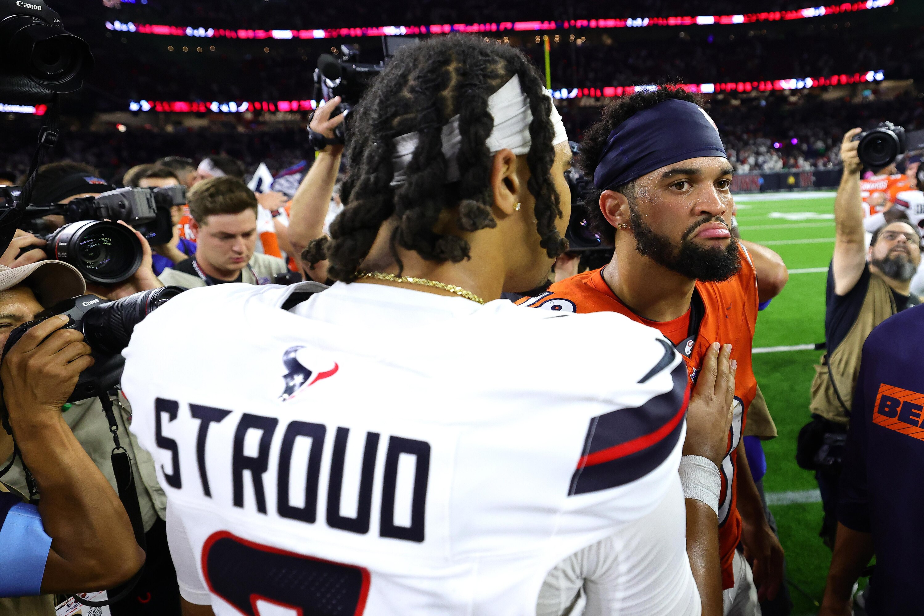 C.J. Stroud Jokingly Takes Jab at Caleb Williams for Postgame Handshake in Viral Video