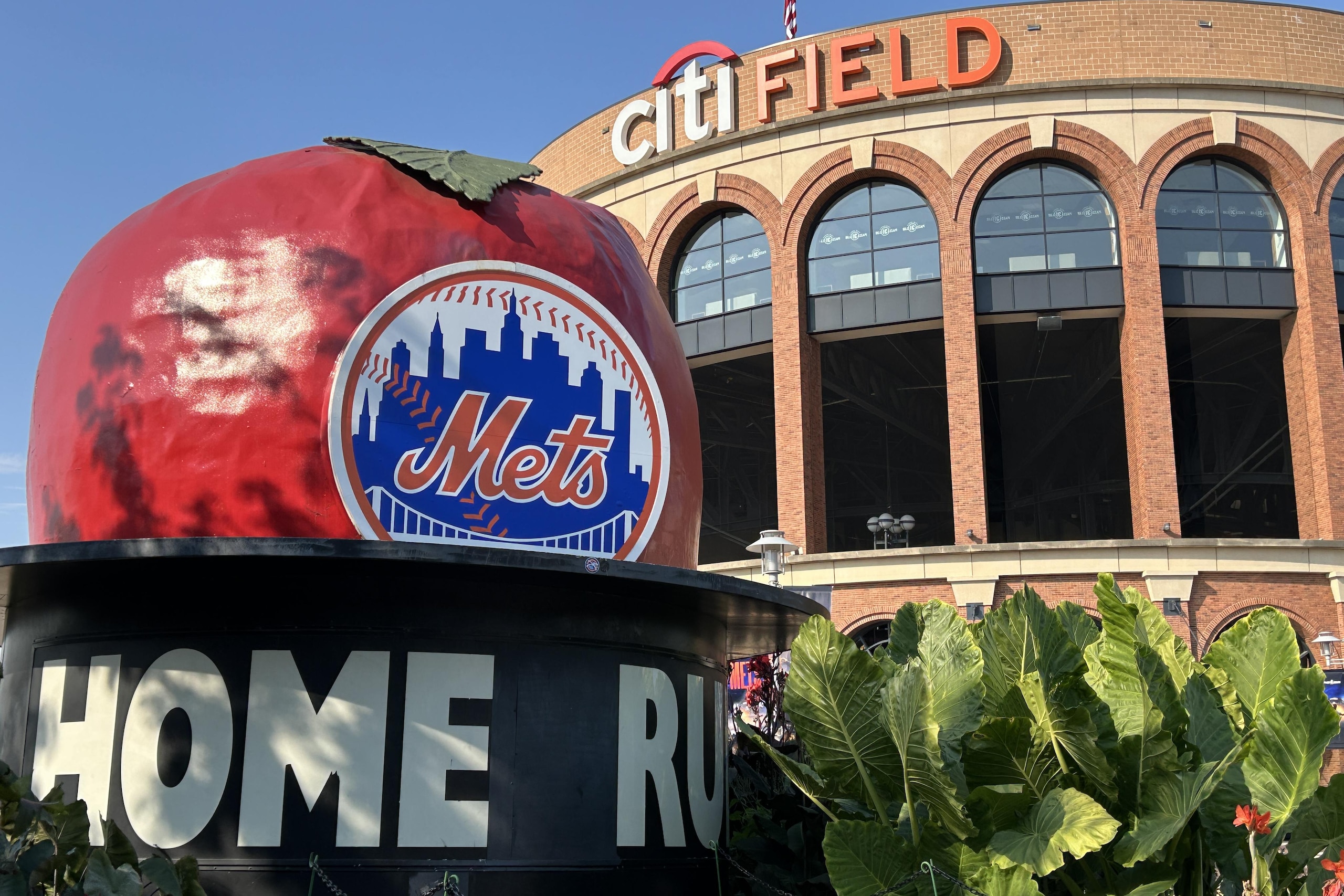 View of CitifField with Mets Home Run Big Apple, Queens, New York