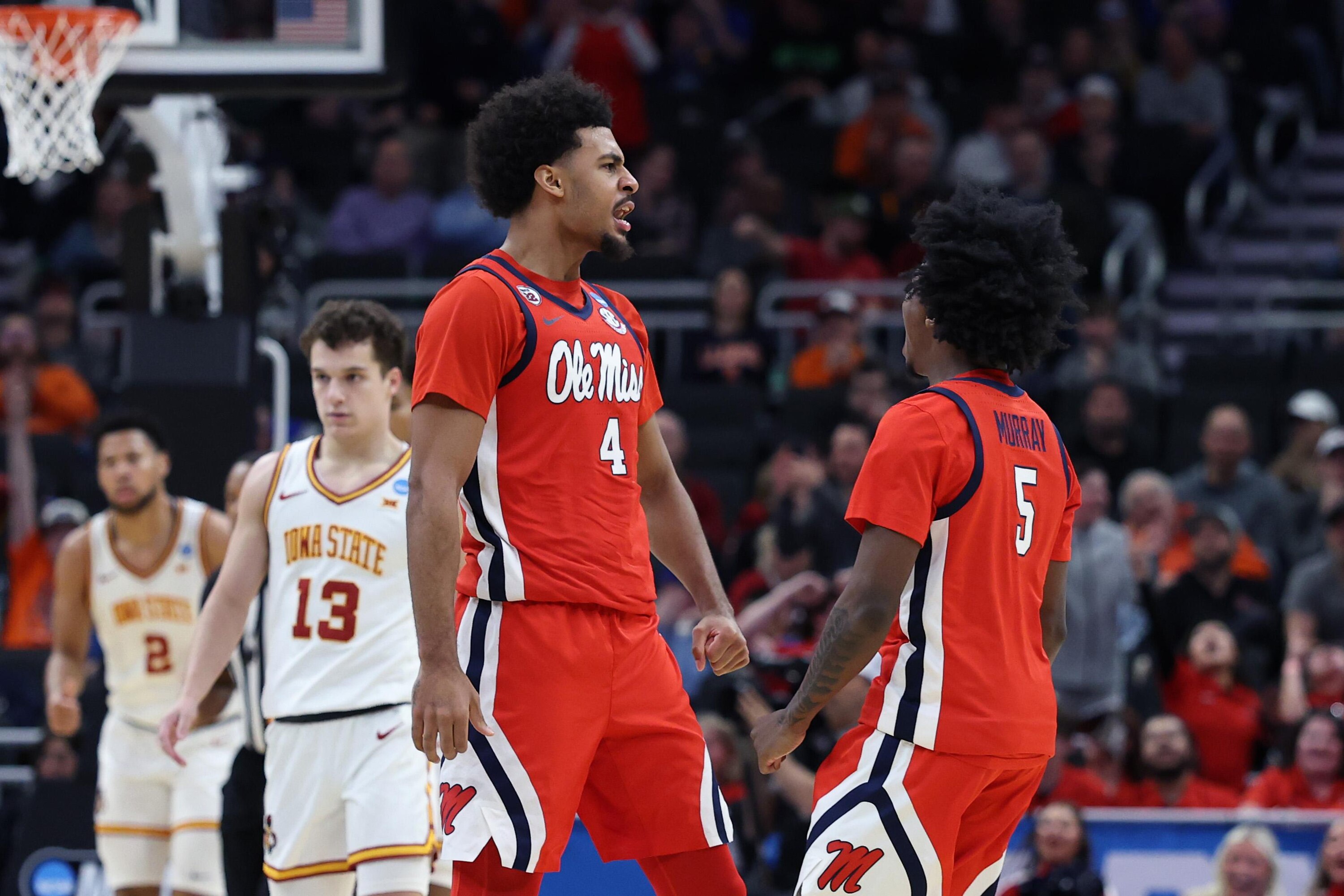 Chris Beard, No. 6 Ole Miss Celebrated by Fans after Upset Win vs. No. 3 Iowa State