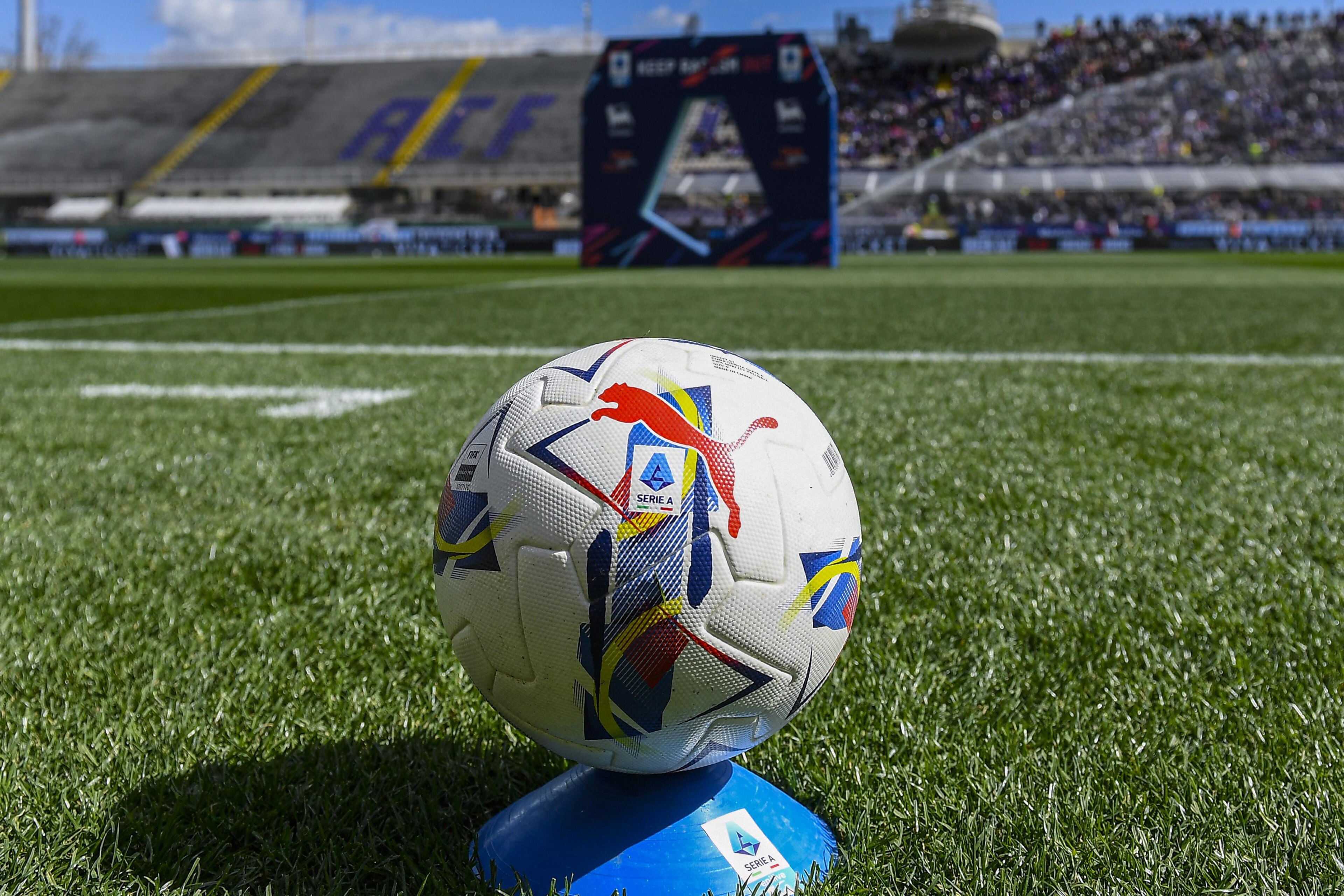 One the balls of the match with the Serie A setup on the... One the balls of the match with the Serie A setup on the...