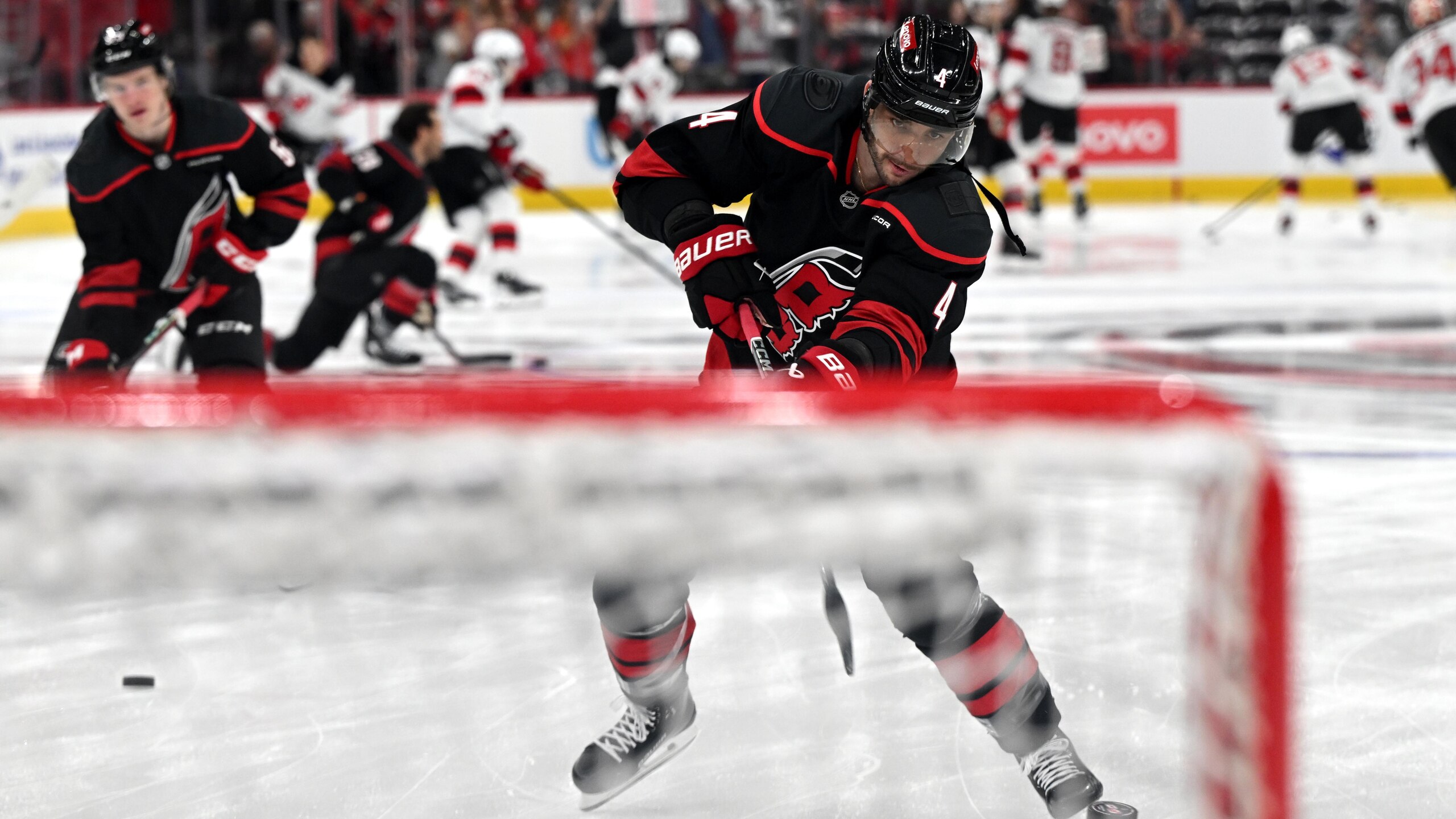 NHL: APR 20 Stanley Cup Playoffs First Round Devils at Hurricanes NHL: APR 20 Stanley Cup Playoffs First Round Devils at Hurricanes