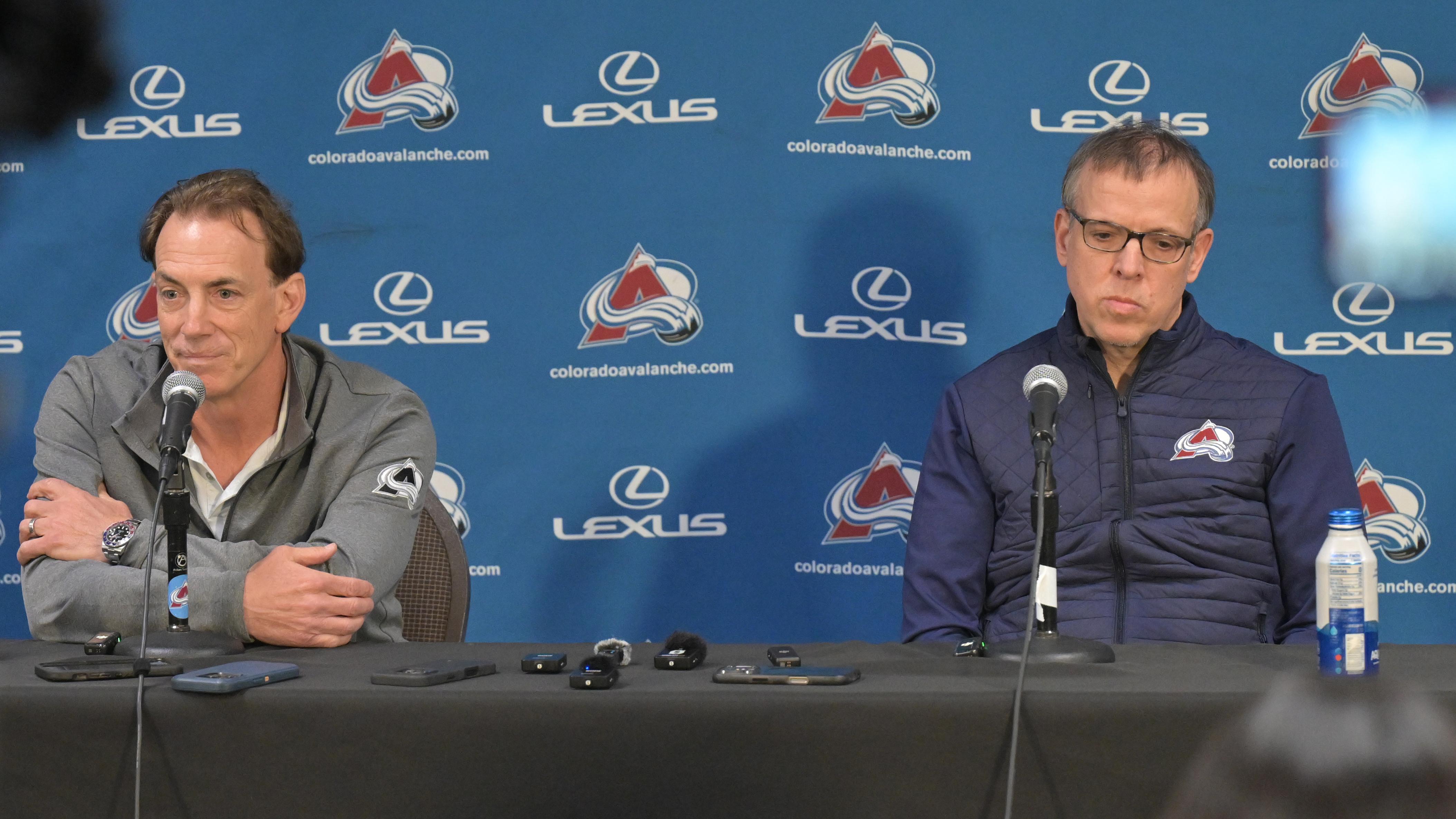 Colorado Avalanche President of Hockey Operations Joe Sakic and General Manager Chris MacFarland