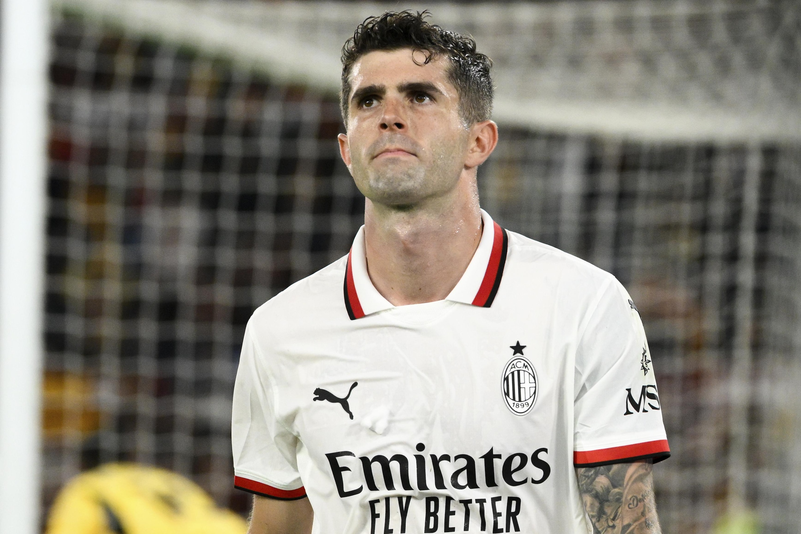 Christian Pulisic of AC Milan looks dejected during the...