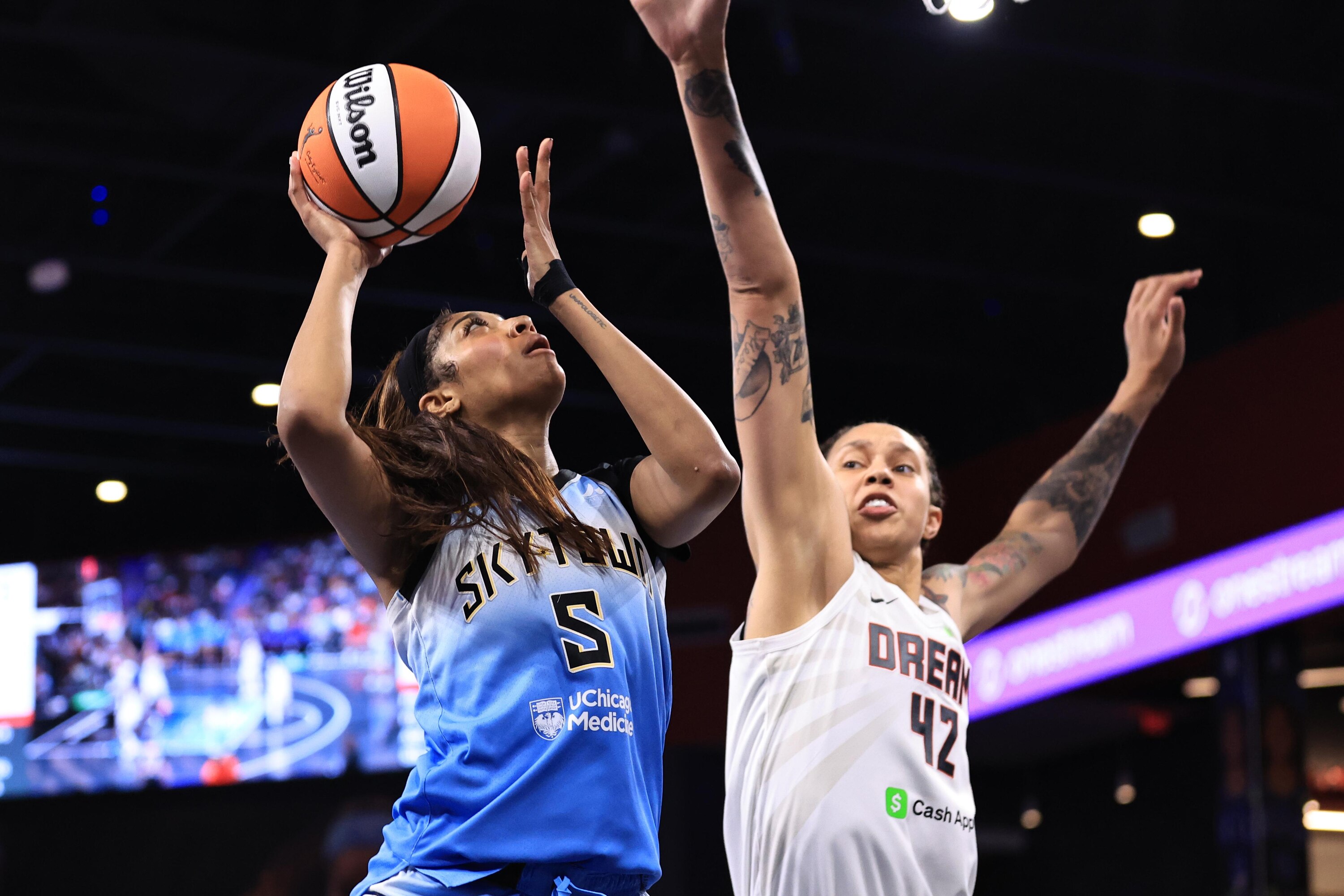 Angel Reese's Double-Double vs. Brittney Griner Not Enough for Sky in Loss to Dream