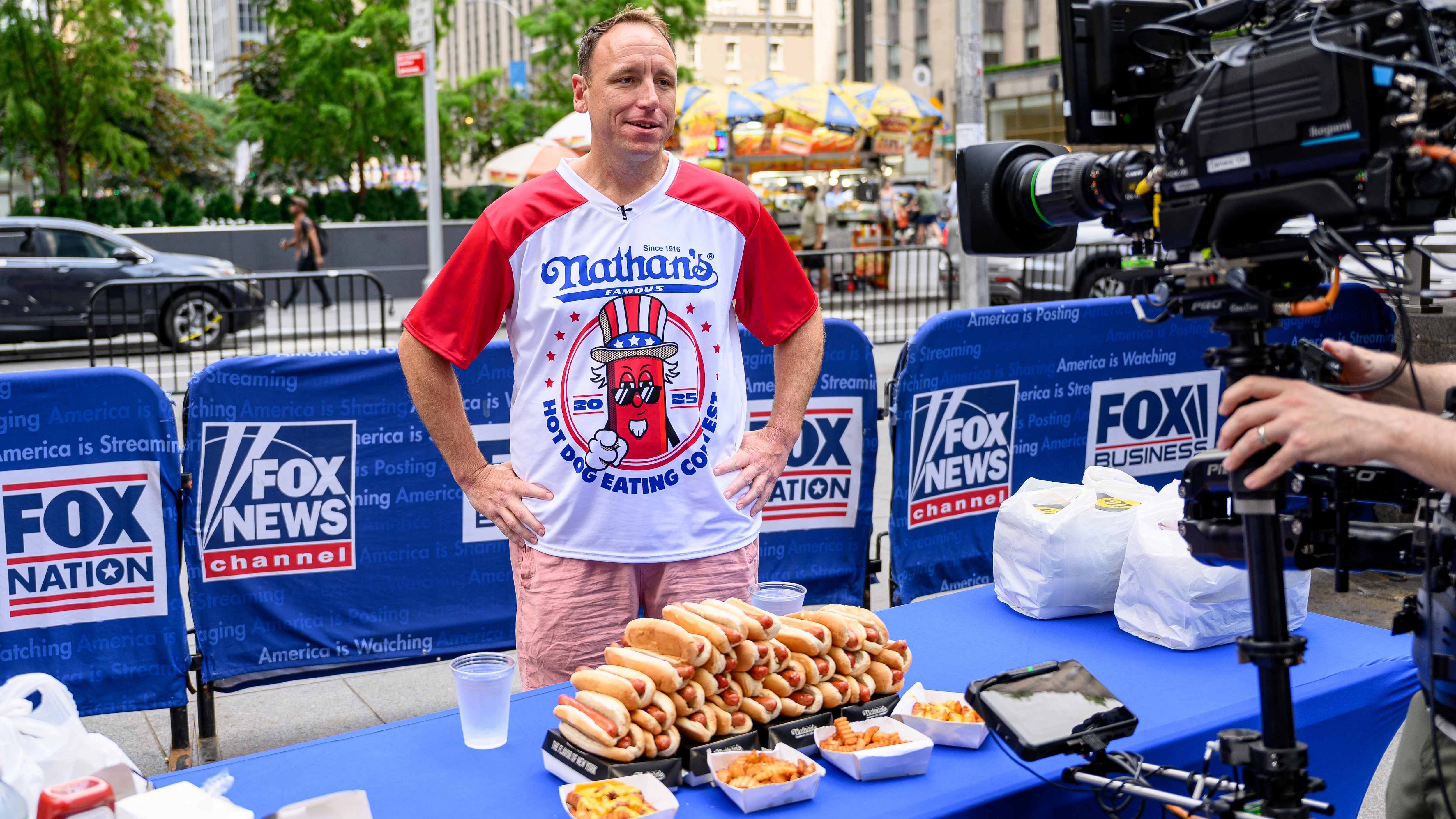 Joey Chestnut Visits "The Claman Countdown"