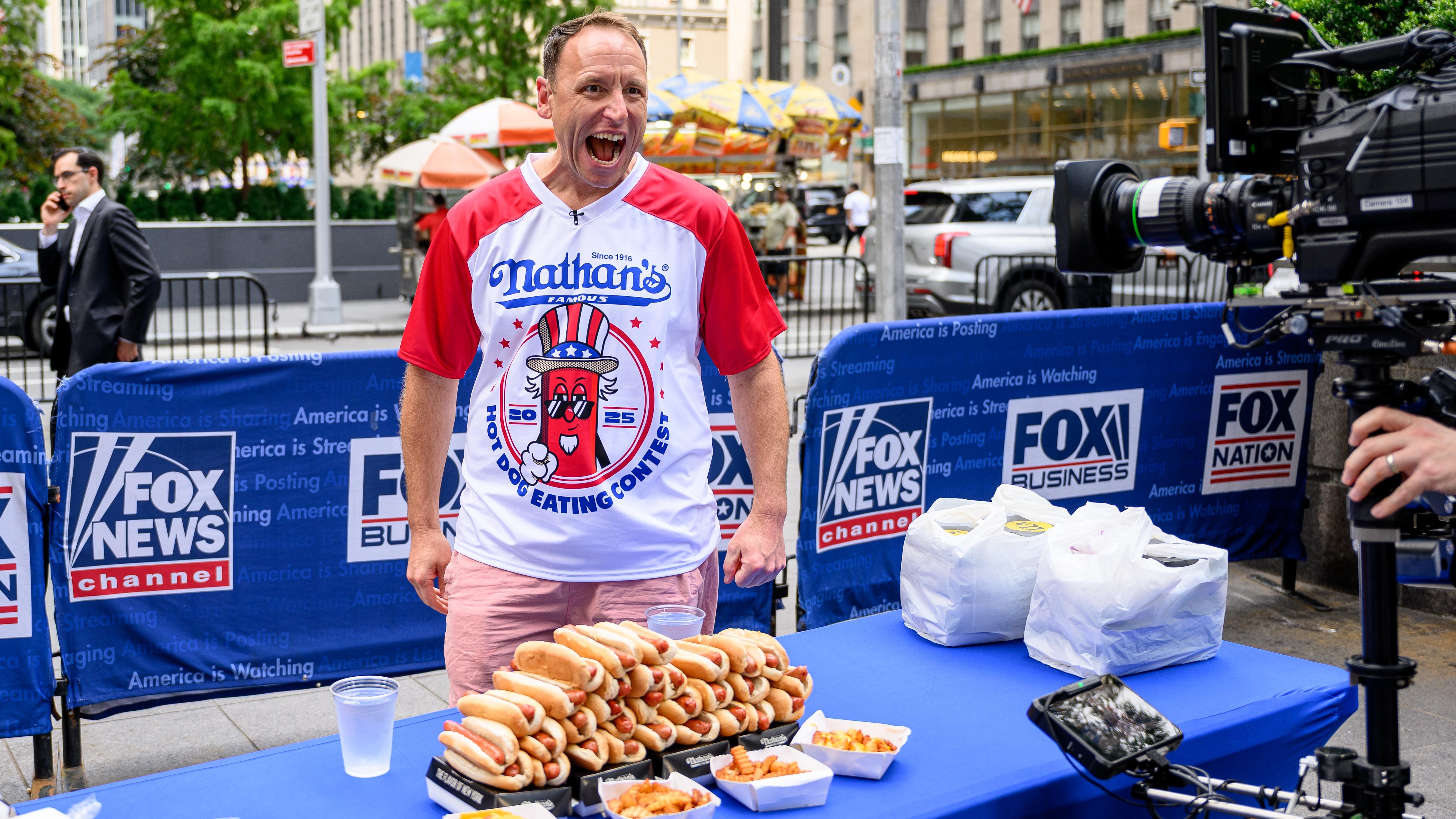 Joey Chestnut Visits "The Claman Countdown"