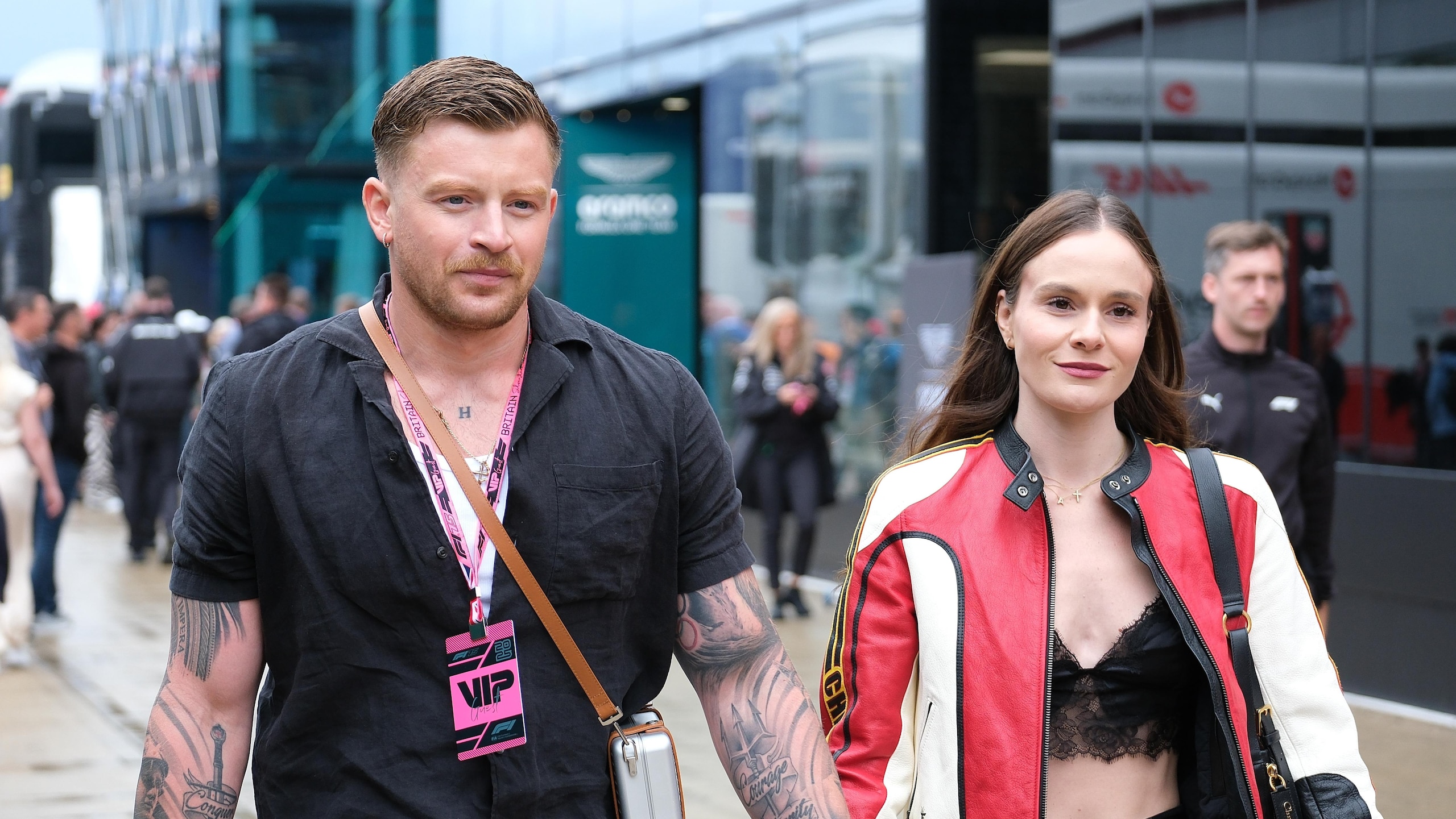 Olympic swimmer Adam Peaty and partner Holly Ramsay are seen...