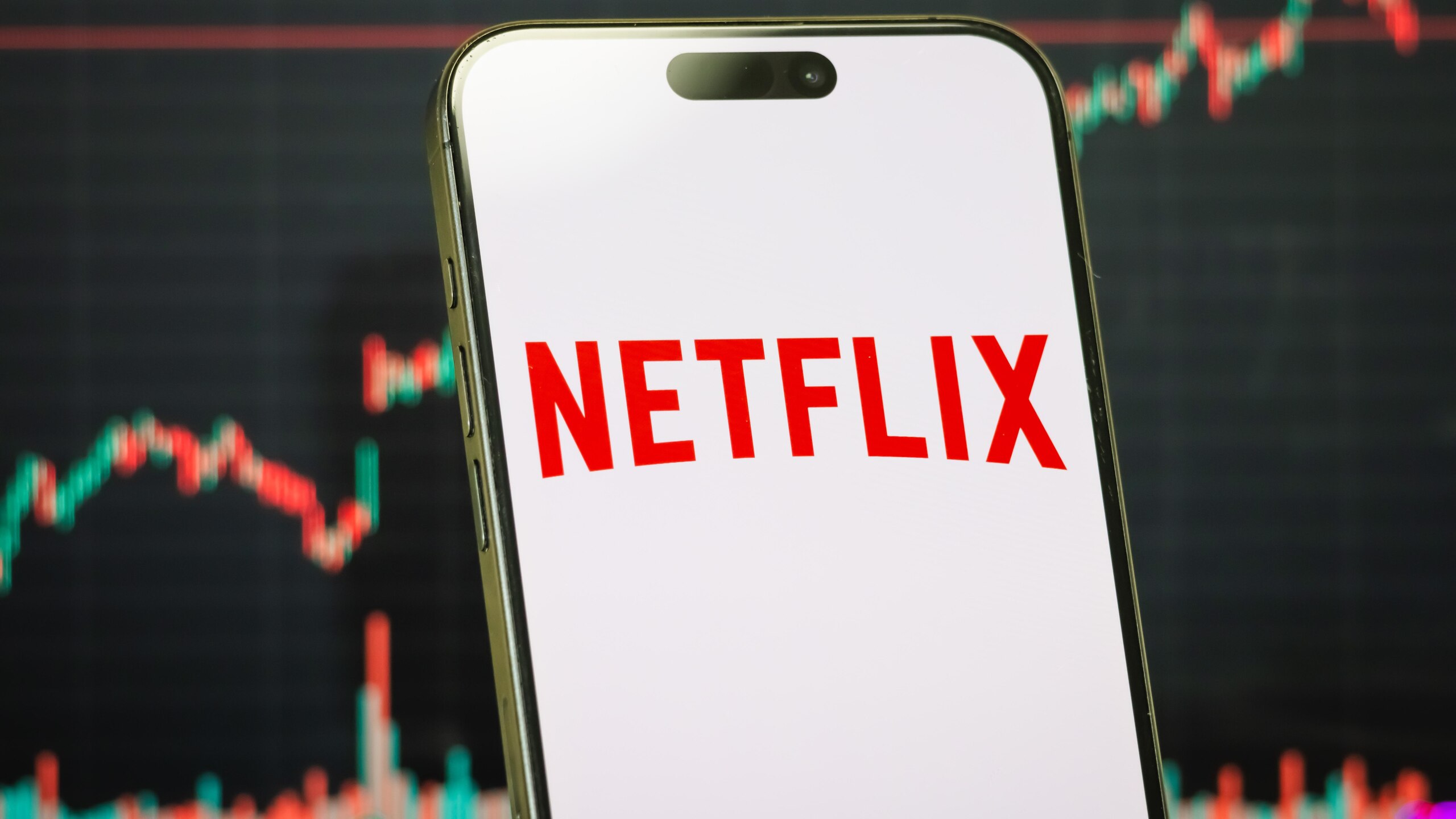 Netflix, Inc. logo displayed on smartphone screen