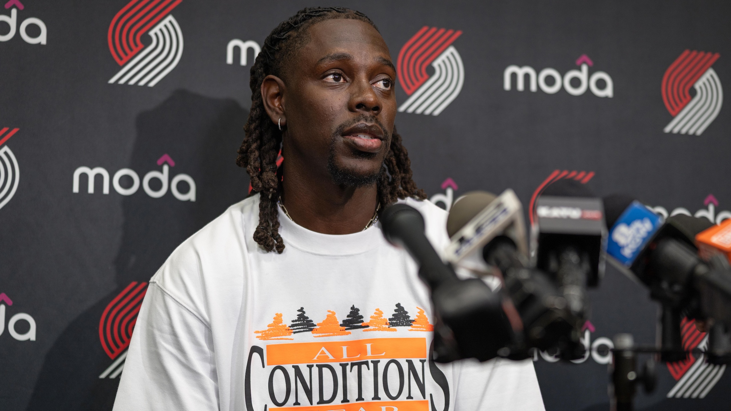Portland Trail Blazers Introduce Jrue Holiday - Press Conference Portland Trail Blazers Introduce Jrue Holiday - Press Conference