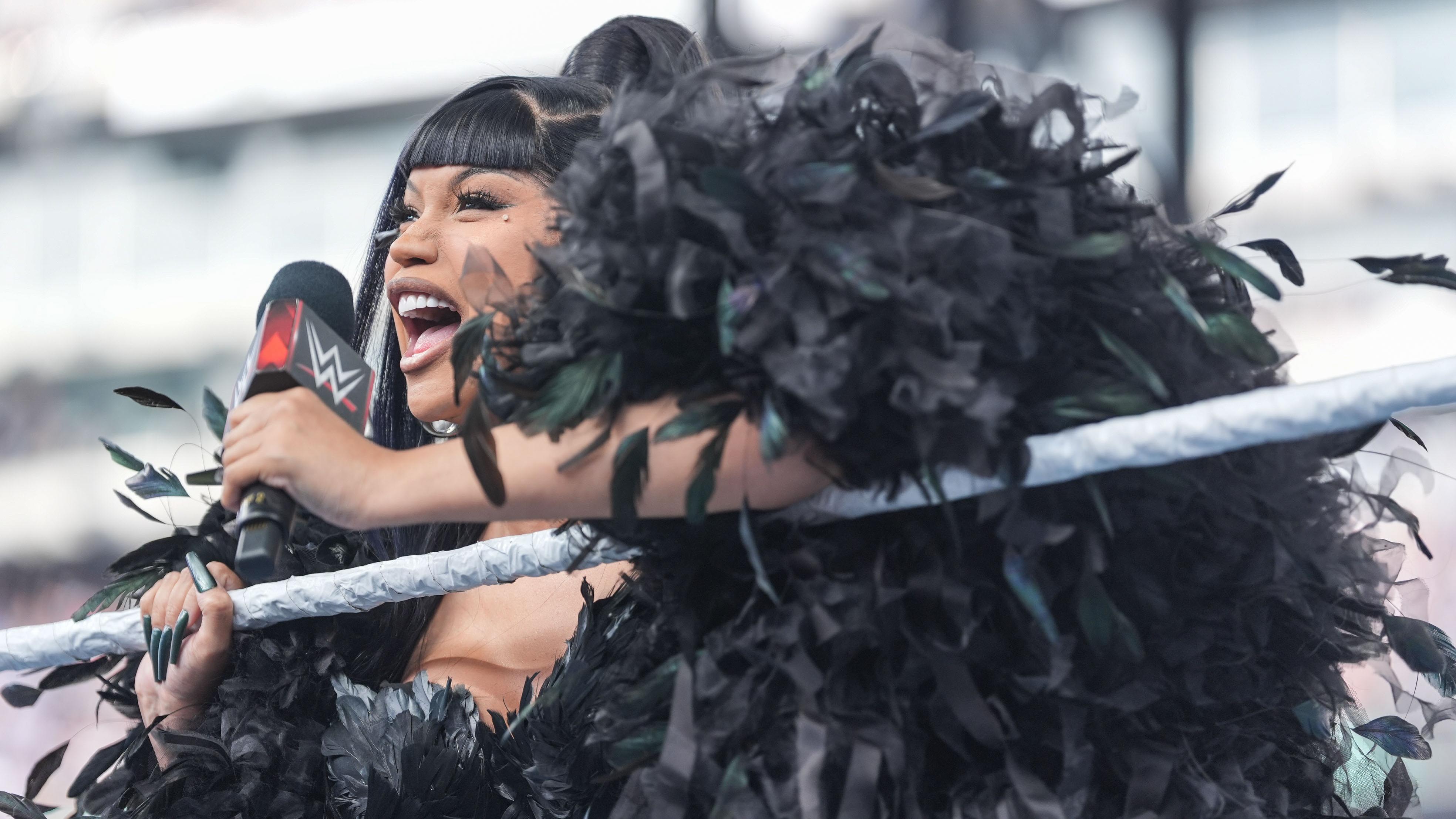 Cardi B Kicks Off WWE SummerSlam Night 1 in Video, Supports Jade Cargill Ringside