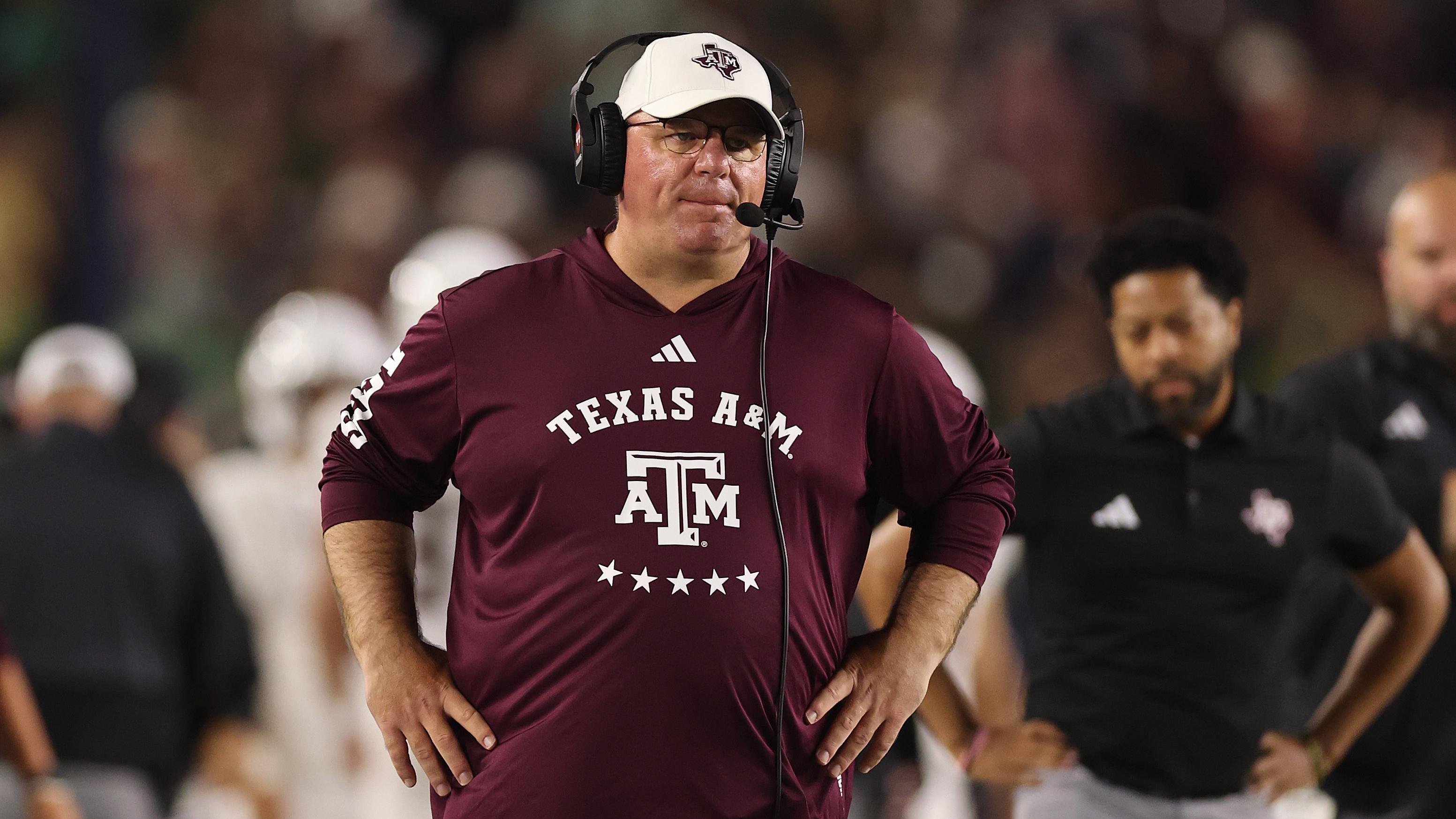 TAMU’s Mike Elko Jokes About Throwing Chair on Sidelines vs. Notre Dame in Viral Video