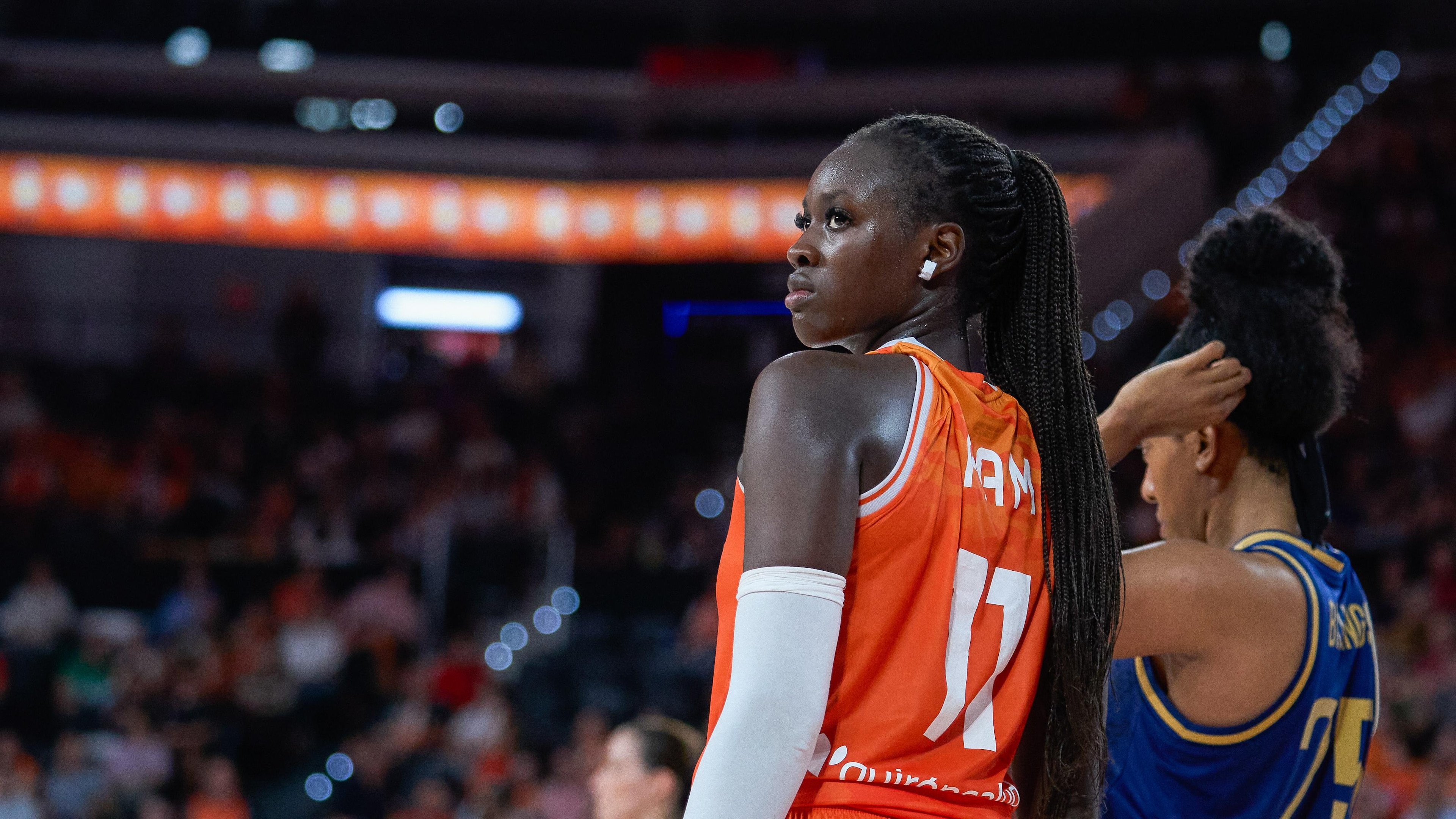 Awa Fam of Valencia basket seen in action during the... Awa Fam of Valencia basket seen in action during the...