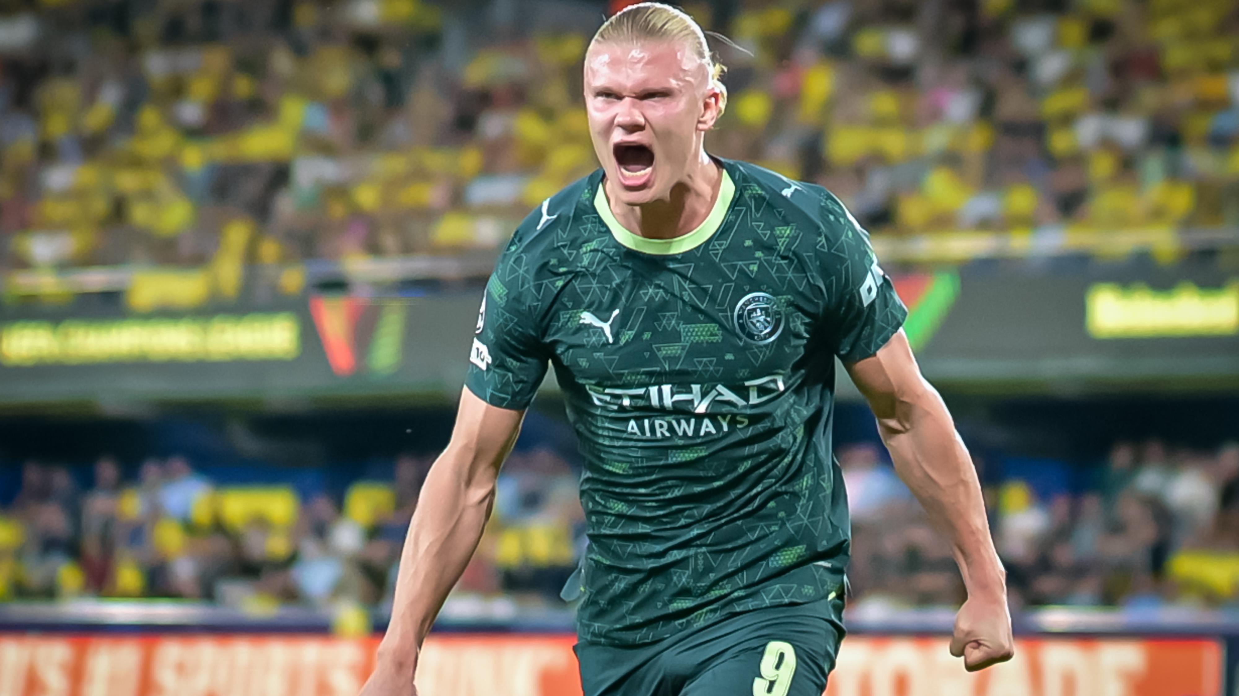 Erling Haaland (Manchester City) celebrates a goal during...