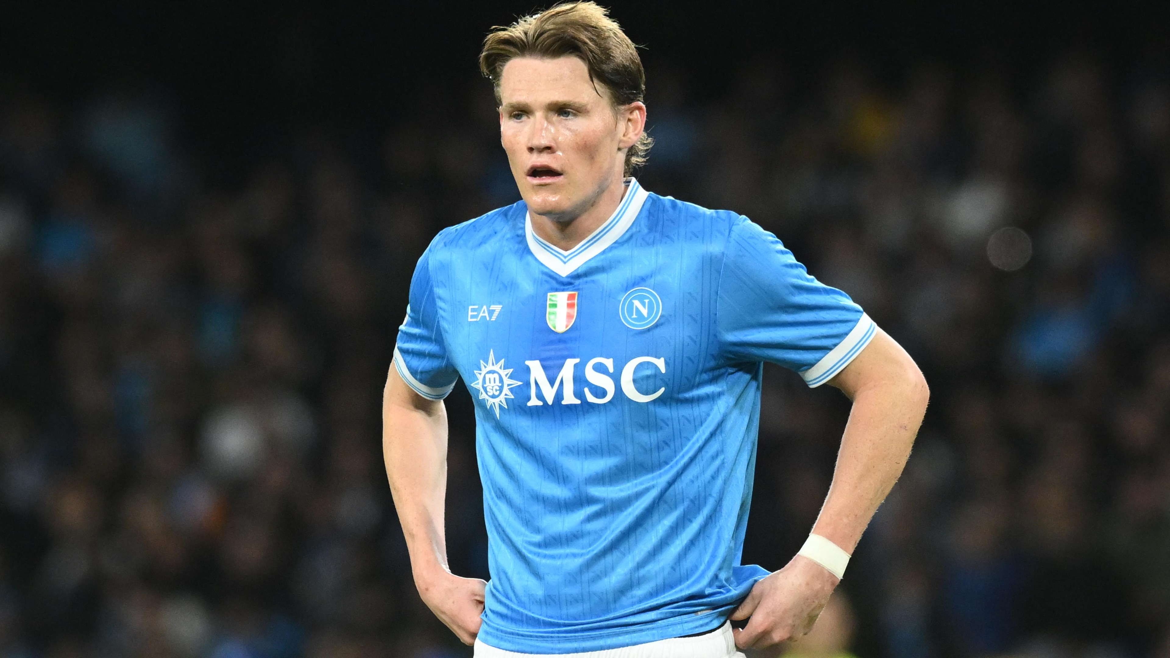 Scott McTominay of SSC Napoli look on during the UEFA... Scott McTominay of SSC Napoli look on during the UEFA...
