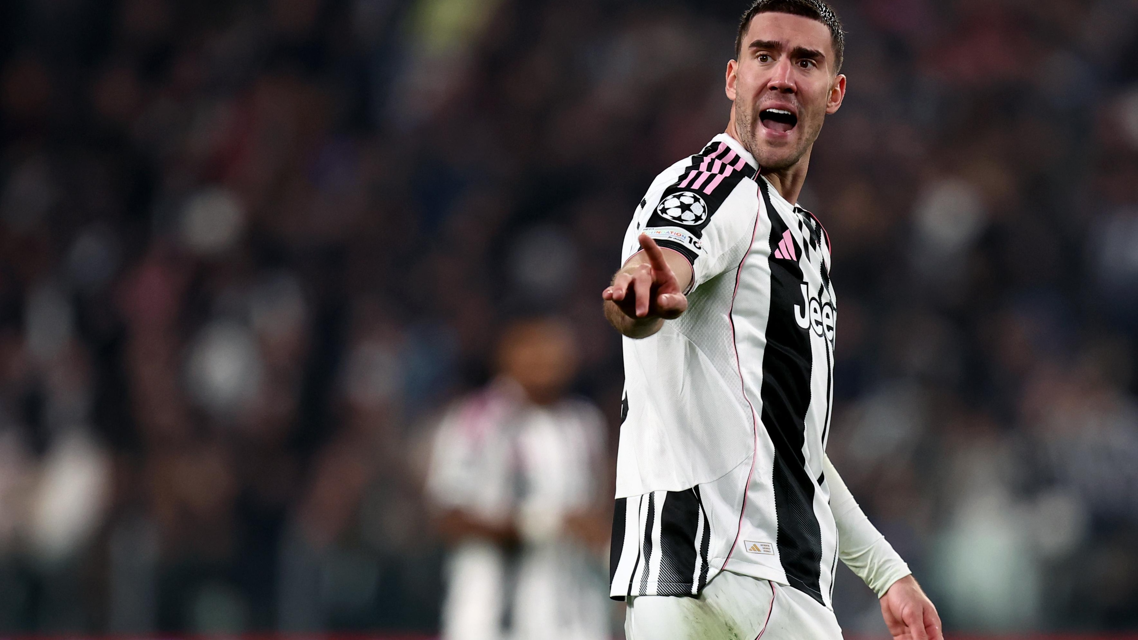 Dusan Vlahovic of Juventus Fc gestures during the UEFA... Dusan Vlahovic of Juventus Fc gestures during the UEFA...