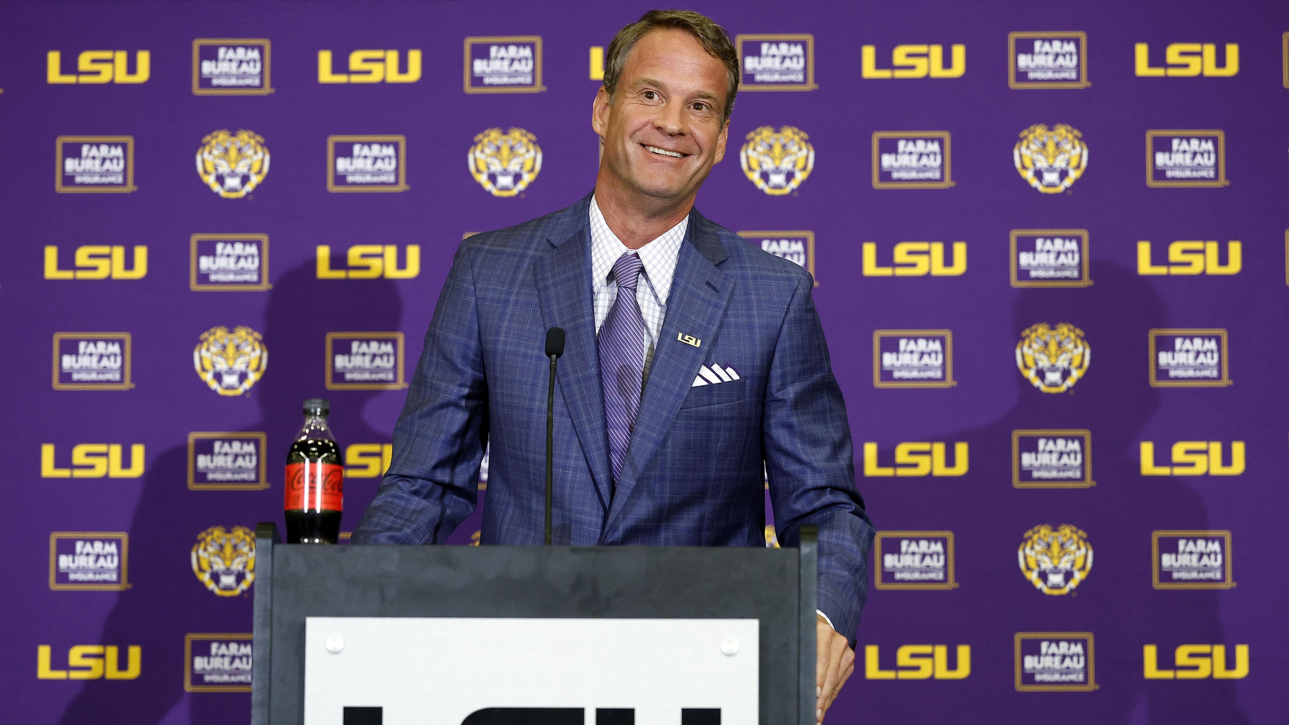 LSU Football Hosts Press Conference Introducing New Head Coach Lane Kiffin
