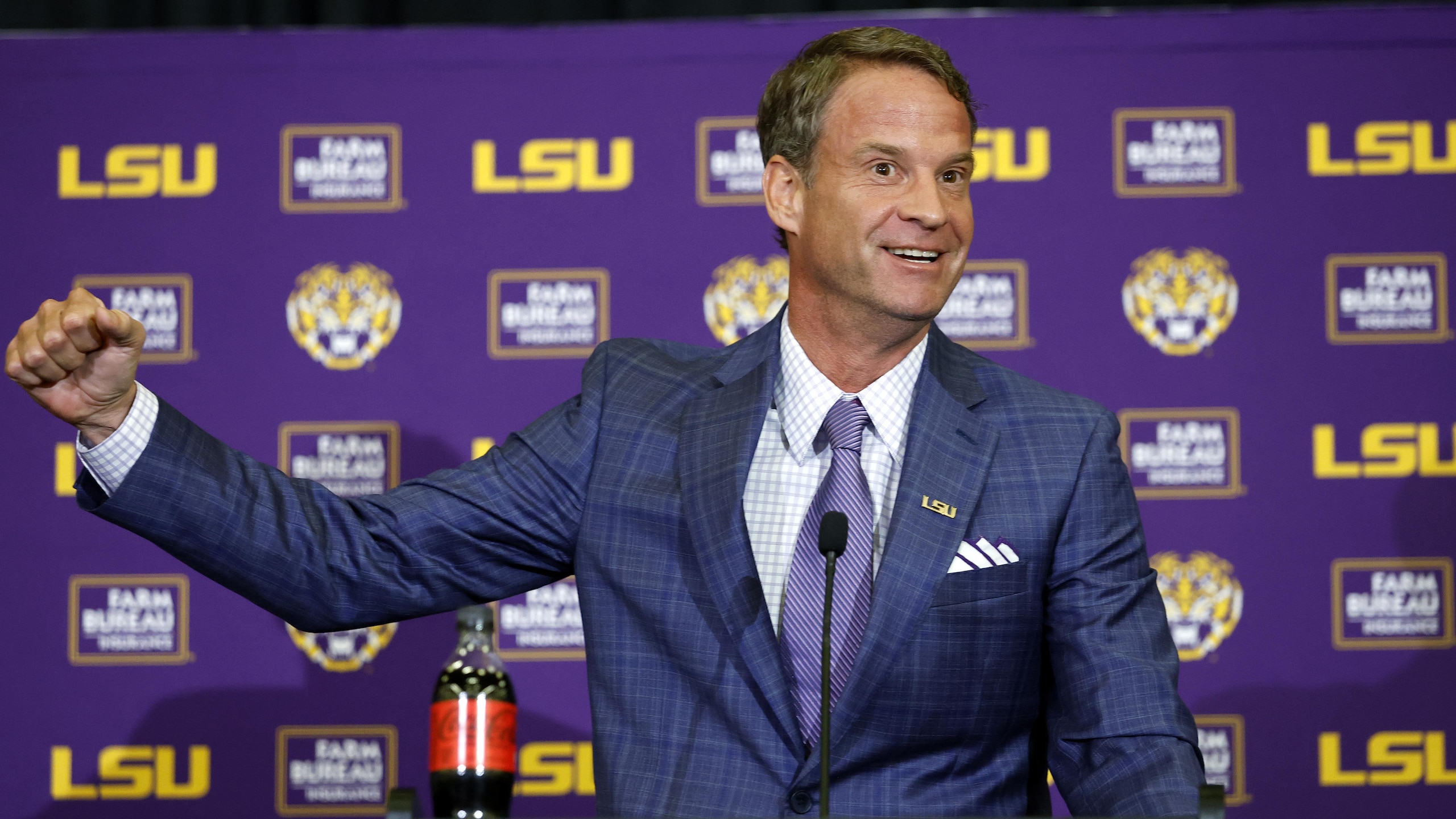 LSU Football Hosts Press Conference Introducing New Head Coach Lane Kiffin