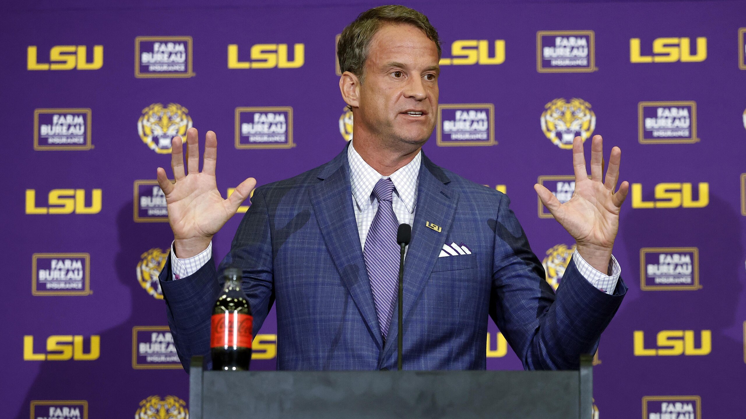 LSU Football Hosts Press Conference Introducing New Head Coach Lane Kiffin LSU Football Hosts Press Conference Introducing New Head Coach Lane Kiffin