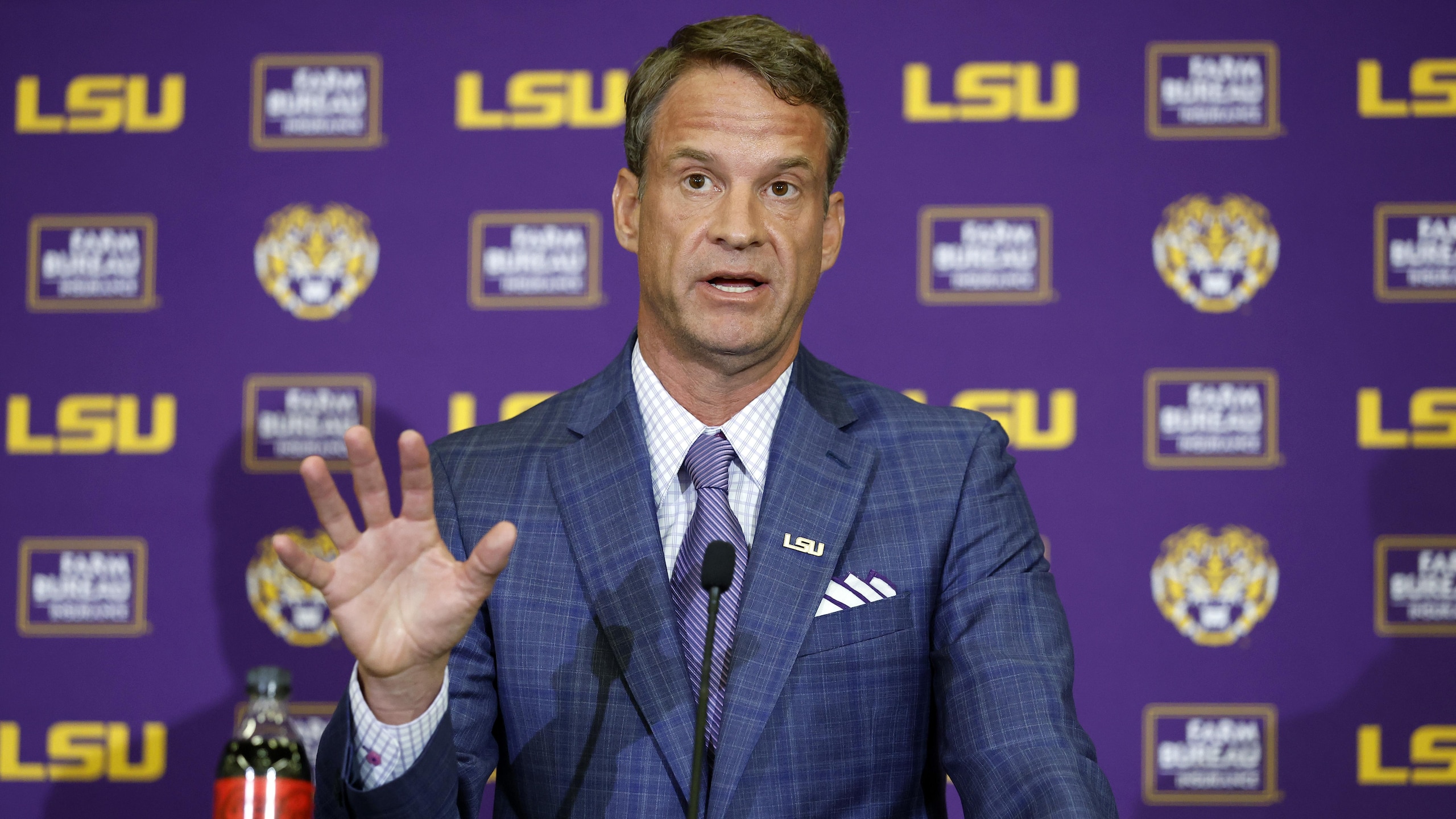 LSU Football Hosts Press Conference Introducing New Head Coach Lane Kiffin LSU Football Hosts Press Conference Introducing New Head Coach Lane Kiffin