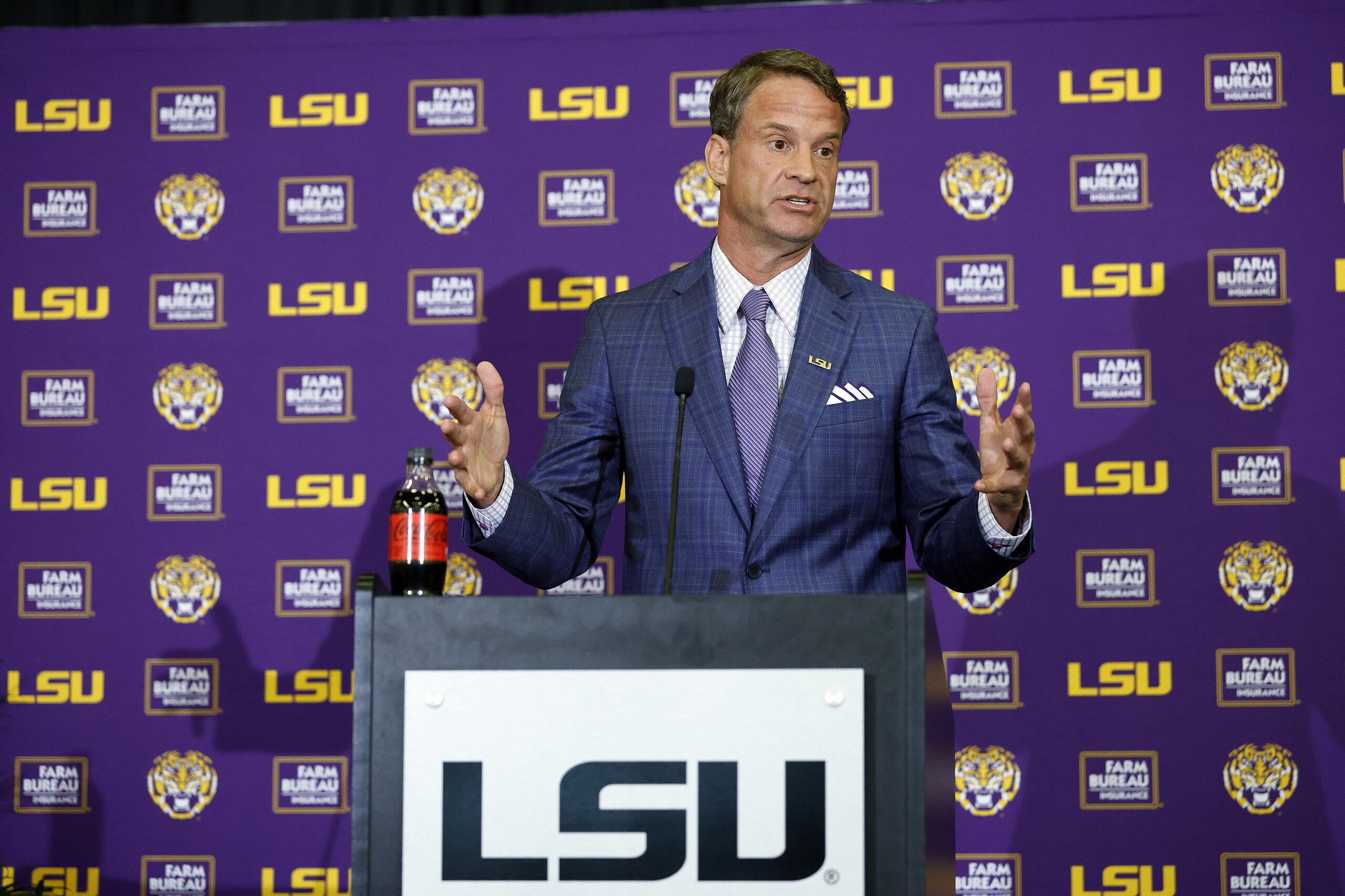 LSU Football Hosts Press Conference Introducing New Head Coach Lane Kiffin