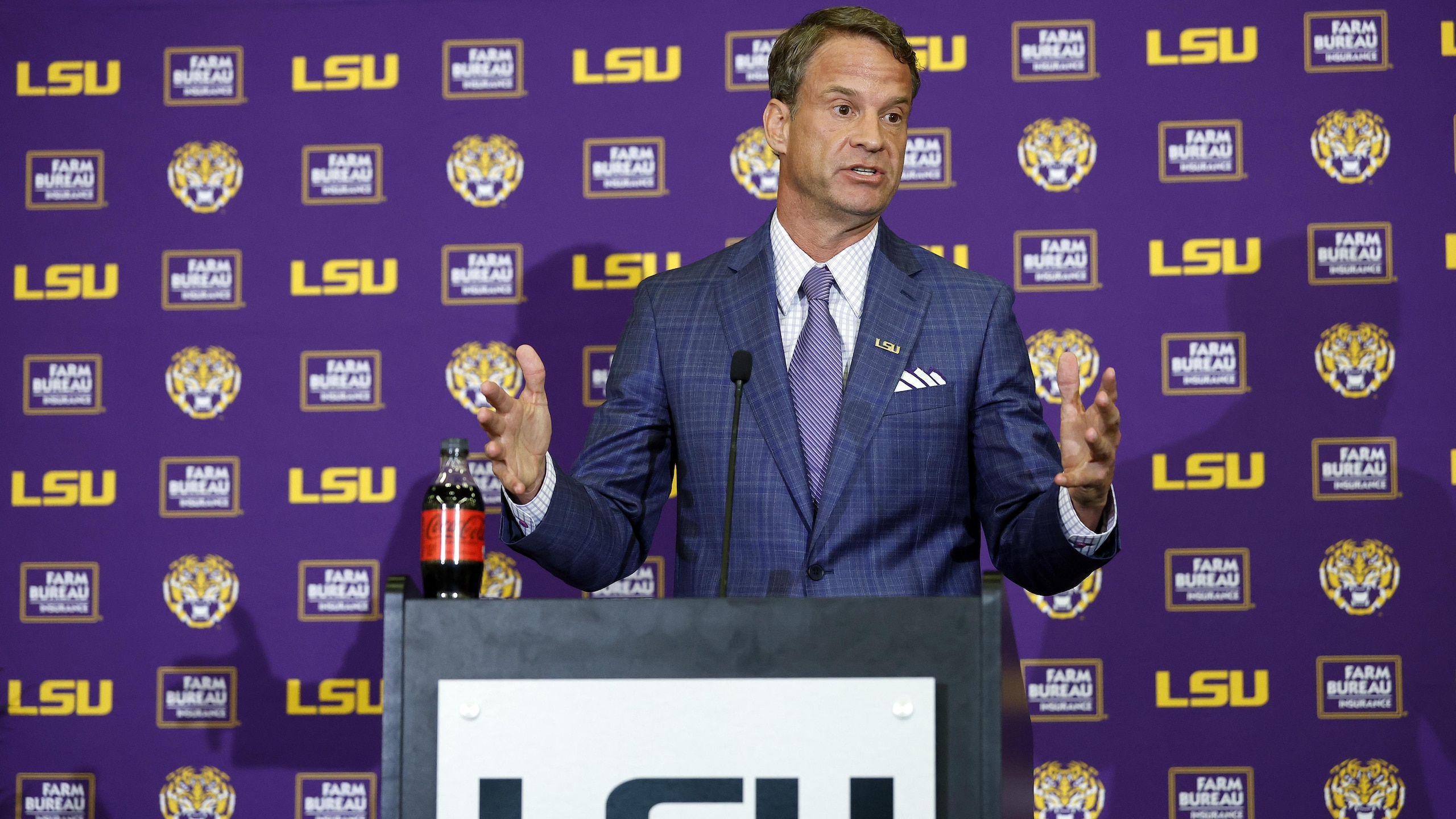 LSU Football Hosts Press Conference Introducing New Head Coach Lane Kiffin