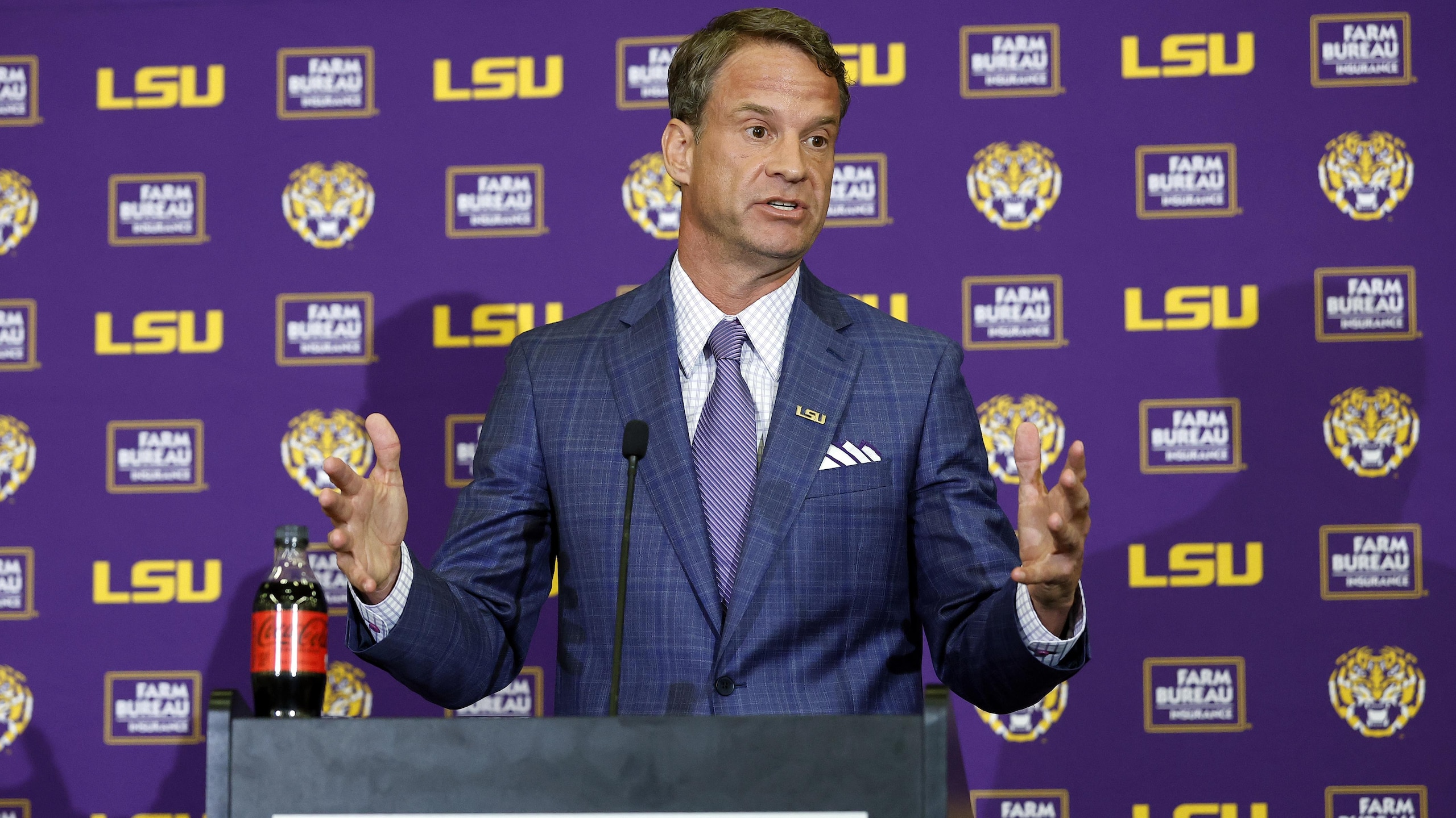 LSU Football Hosts Press Conference Introducing New Head Coach Lane Kiffin