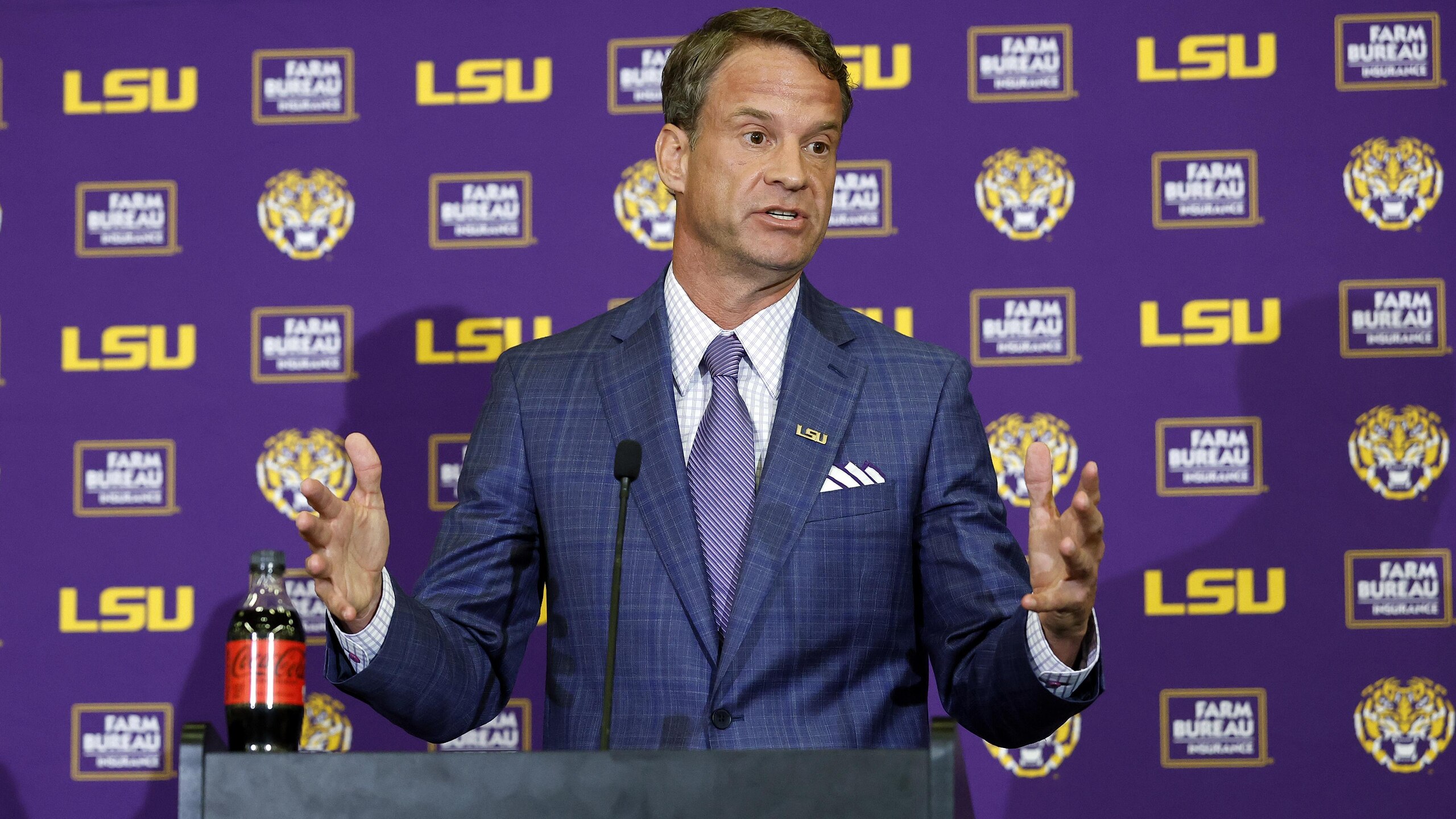 LSU Football Hosts Press Conference Introducing New Head Coach Lane Kiffin