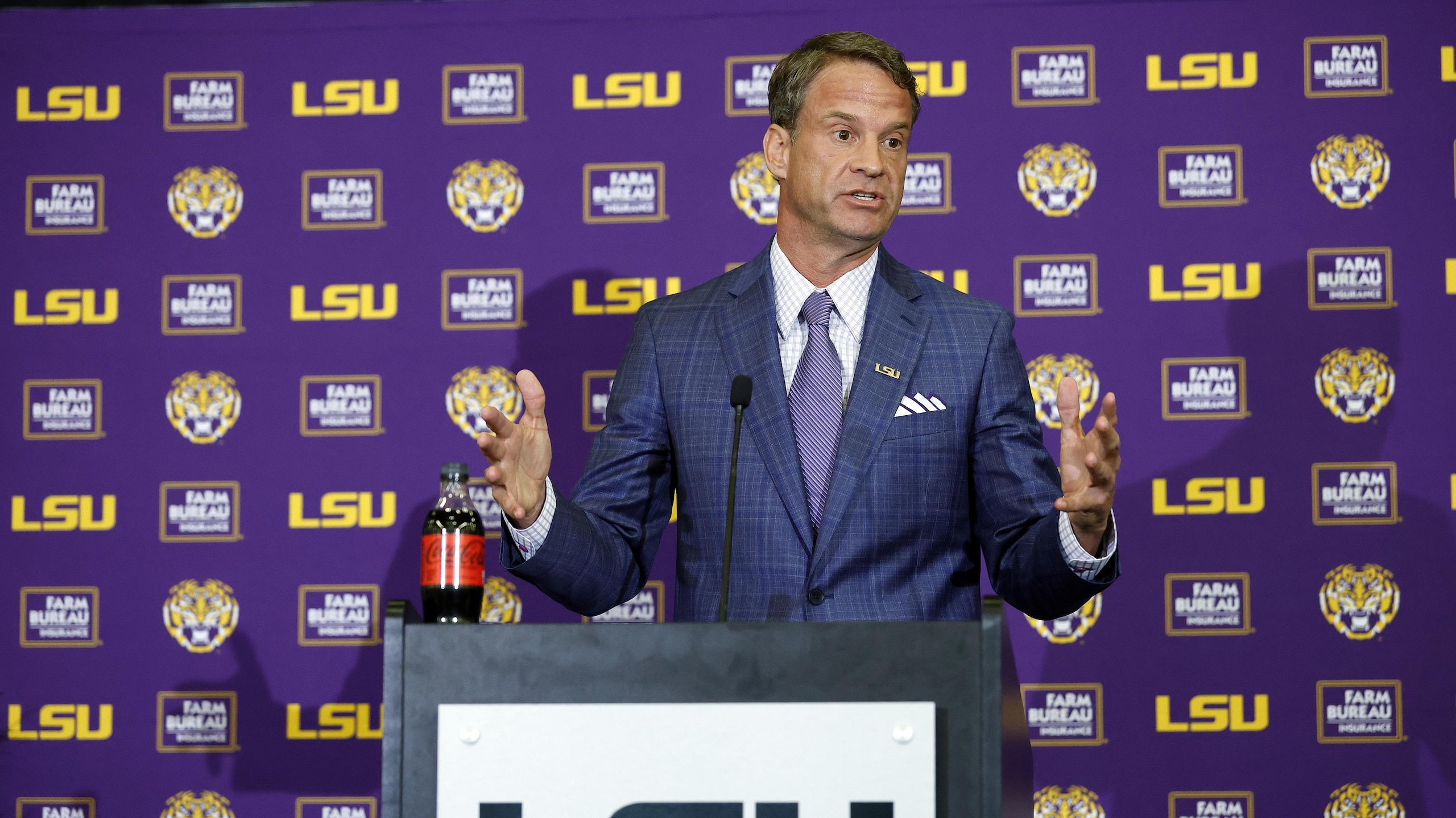 LSU Football Hosts Press Conference Introducing New Head Coach Lane Kiffin LSU Football Hosts Press Conference Introducing New Head Coach Lane Kiffin