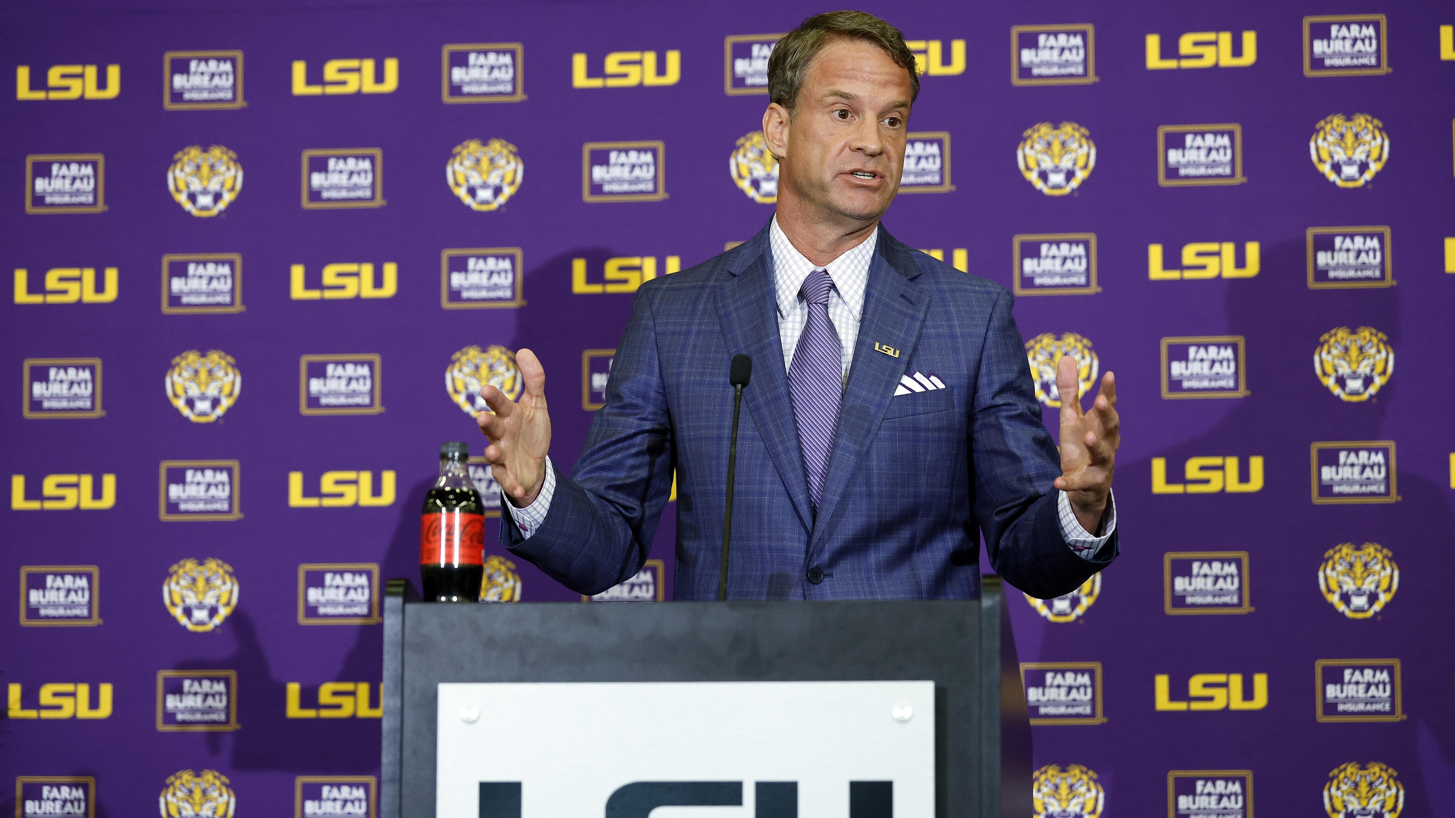 LSU Football Hosts Press Conference Introducing New Head Coach Lane Kiffin