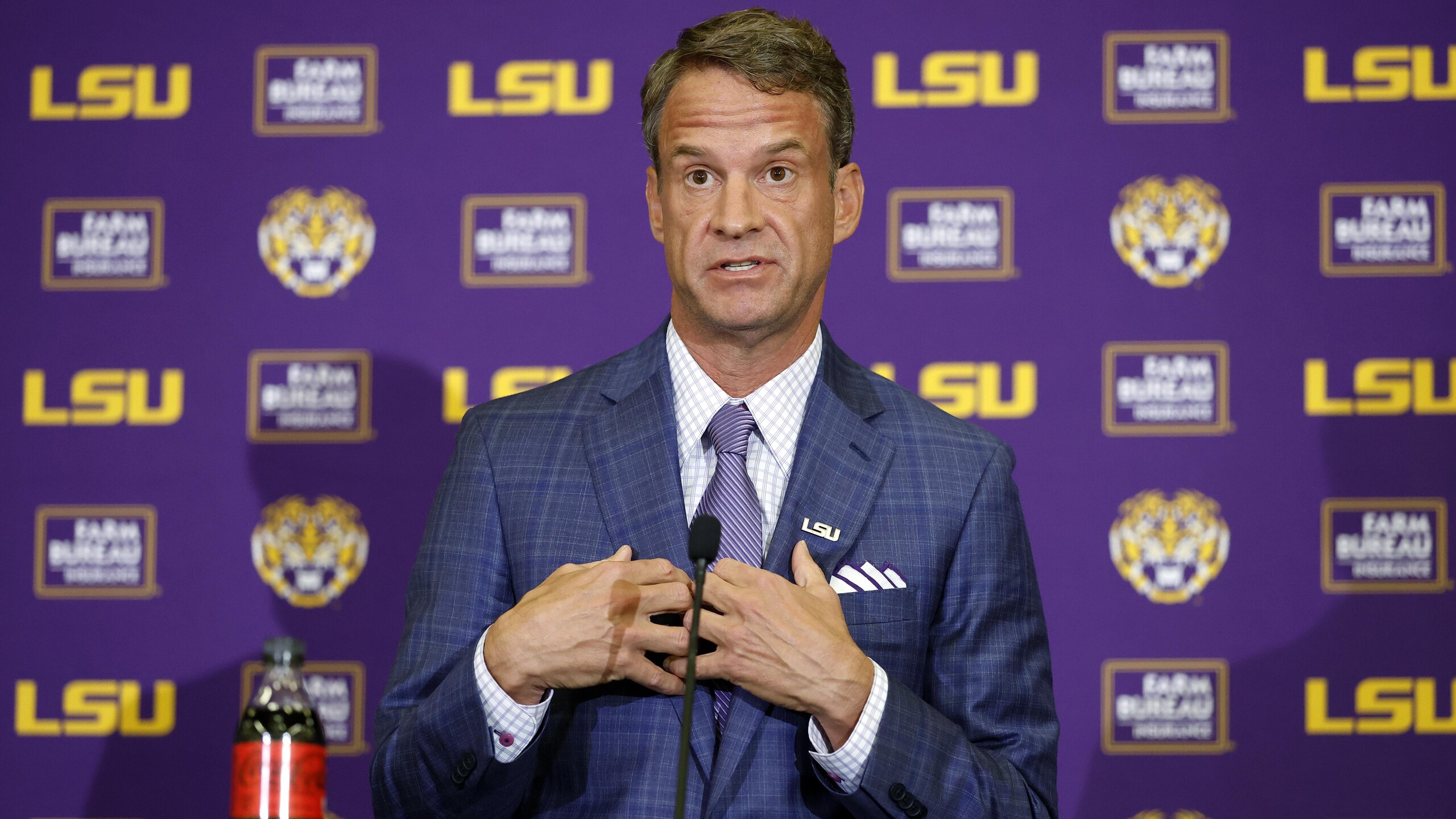 LSU Football Hosts Press Conference Introducing New Head Coach Lane Kiffin