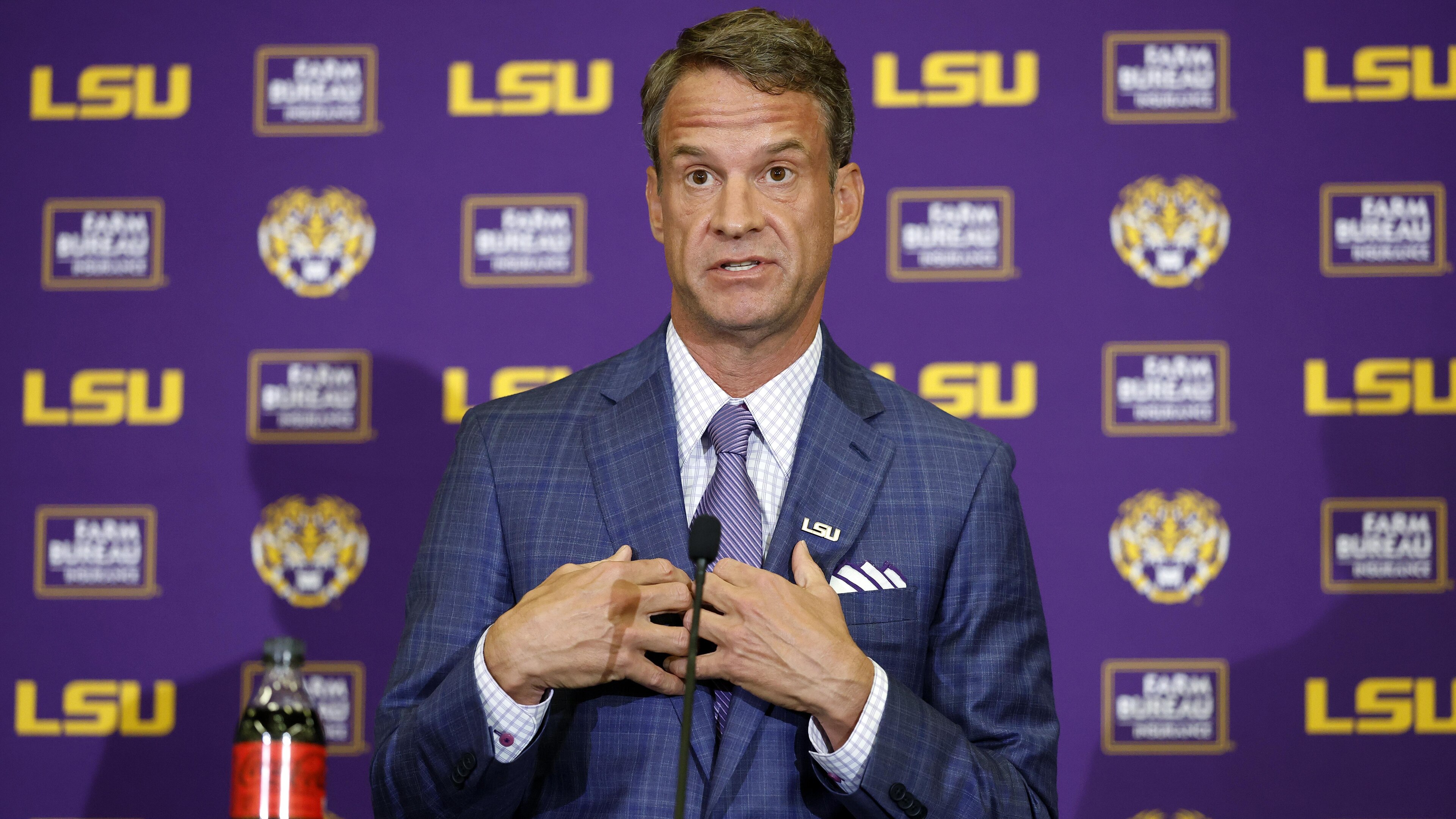 LSU Football Hosts Press Conference Introducing New Head Coach Lane Kiffin