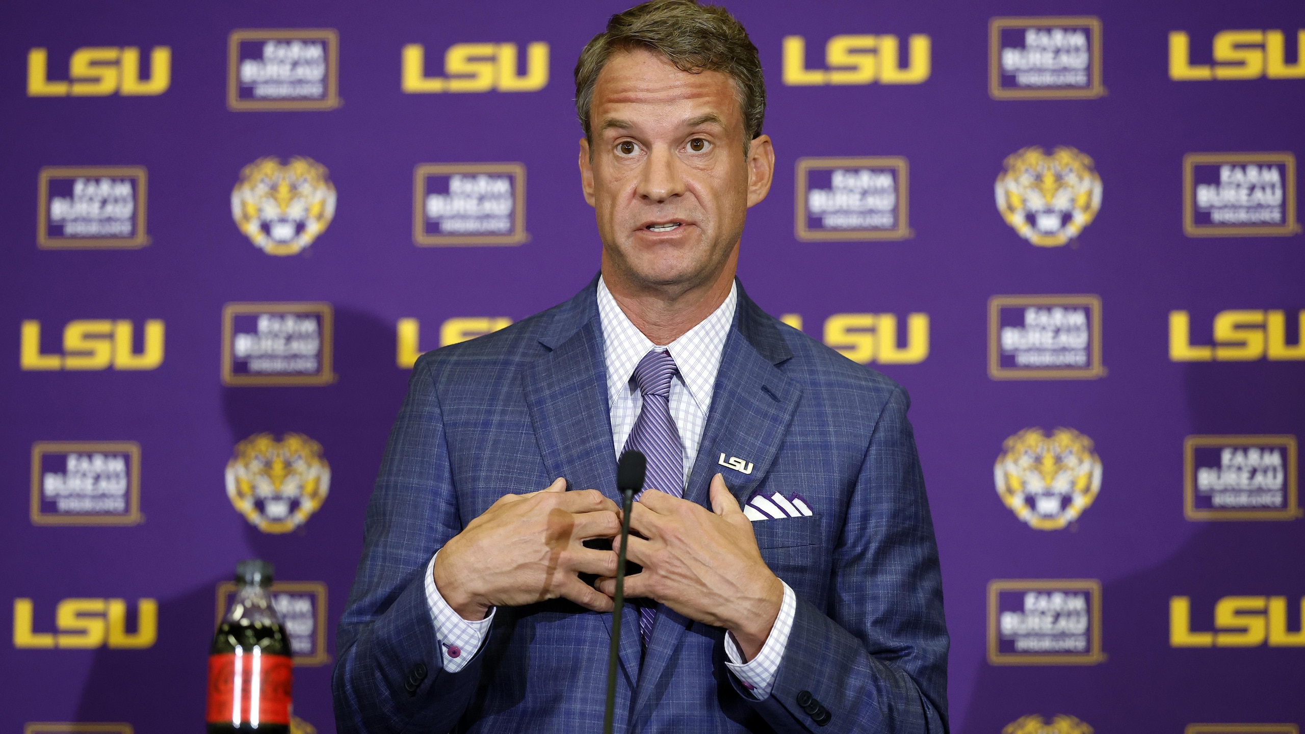 LSU Football Hosts Press Conference Introducing New Head Coach Lane Kiffin