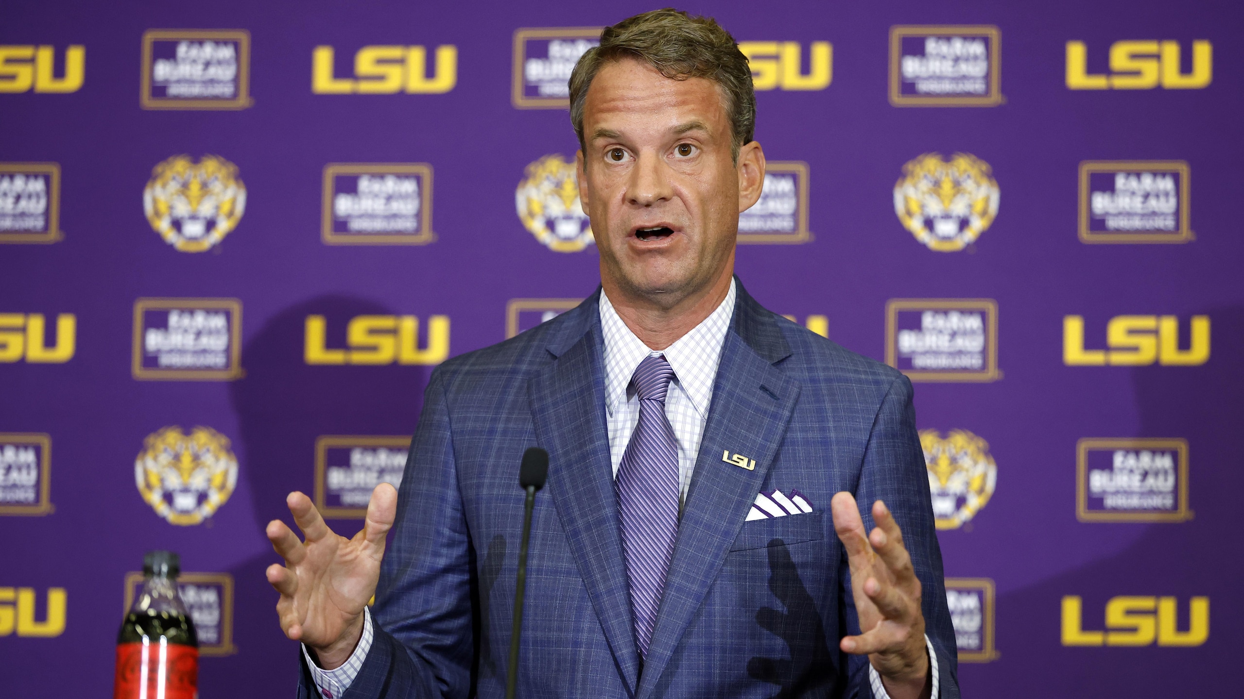 LSU Football Hosts Press Conference Introducing New Head Coach Lane Kiffin