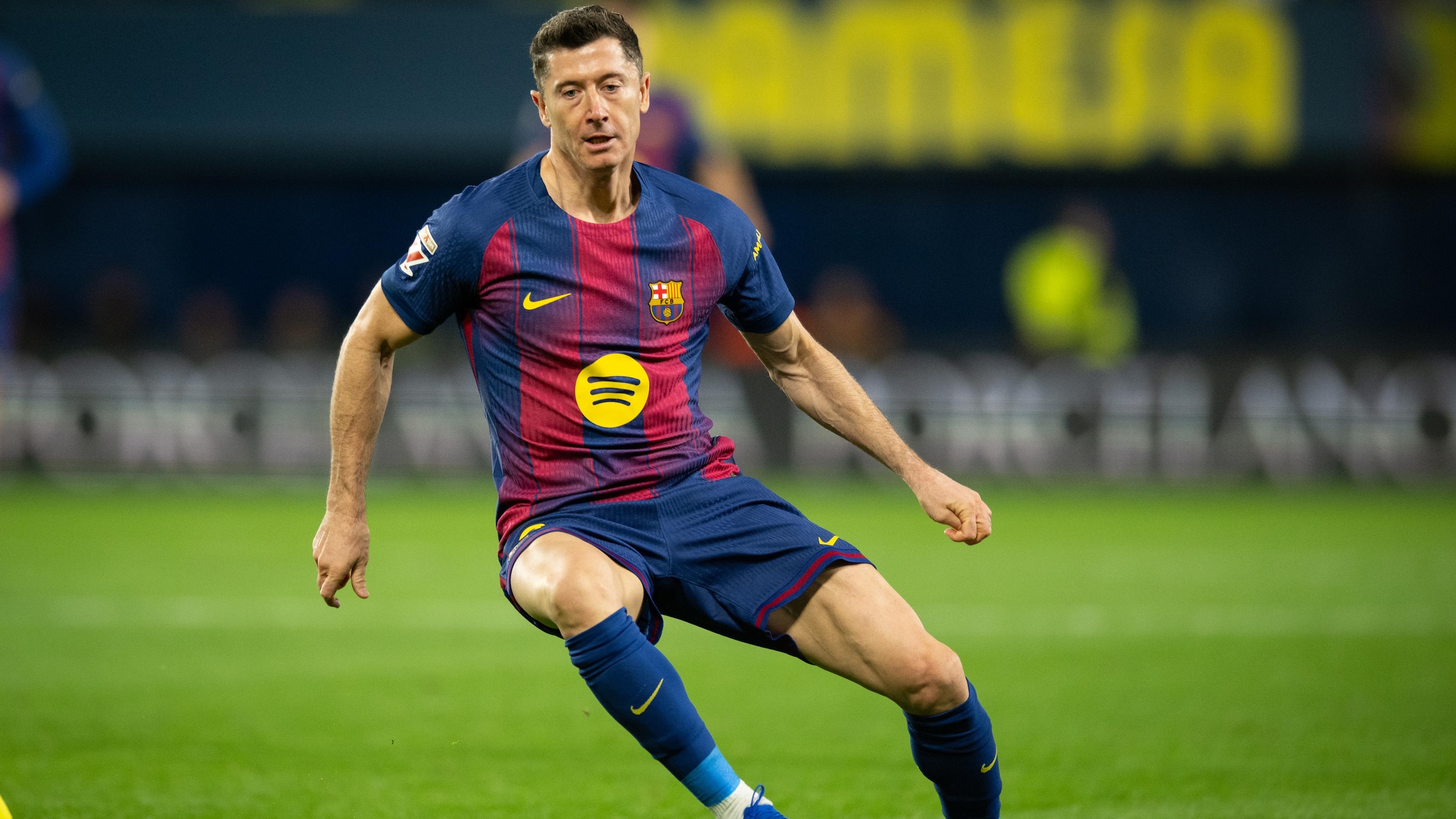 Robert Lewandowski of FC Barcelona seen in action during the...