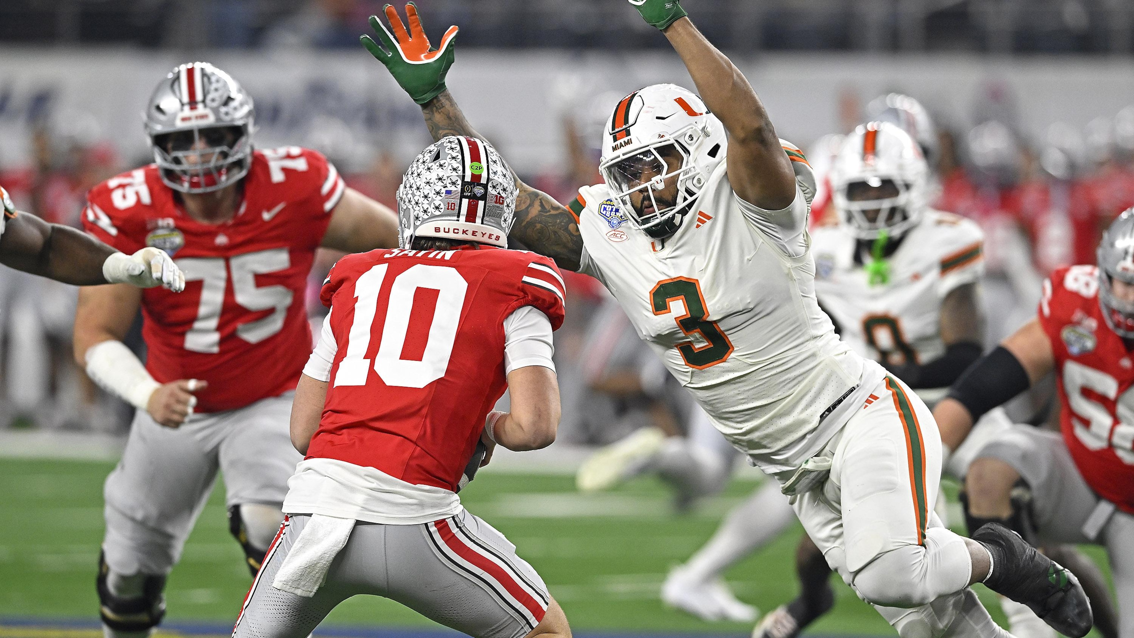 COLLEGE FOOTBALL: DEC 31 College Football Playoff Quarterfinal at the Goodyear Cotton Bowl Classic Miami vs Ohio State COLLEGE FOOTBALL: DEC 31 College Football Playoff Quarterfinal at the Goodyear Cotton Bowl Classic Miami vs Ohio State