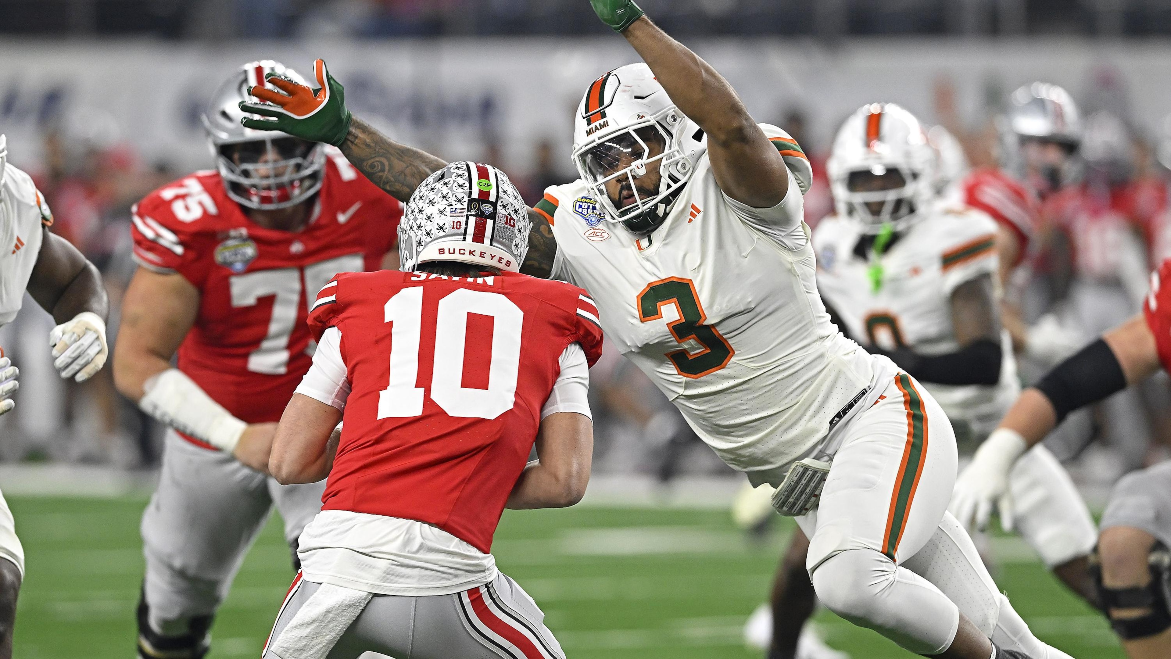 COLLEGE FOOTBALL: DEC 31 College Football Playoff Quarterfinal at the Goodyear Cotton Bowl Classic Miami vs Ohio State COLLEGE FOOTBALL: DEC 31 College Football Playoff Quarterfinal at the Goodyear Cotton Bowl Classic Miami vs Ohio State
