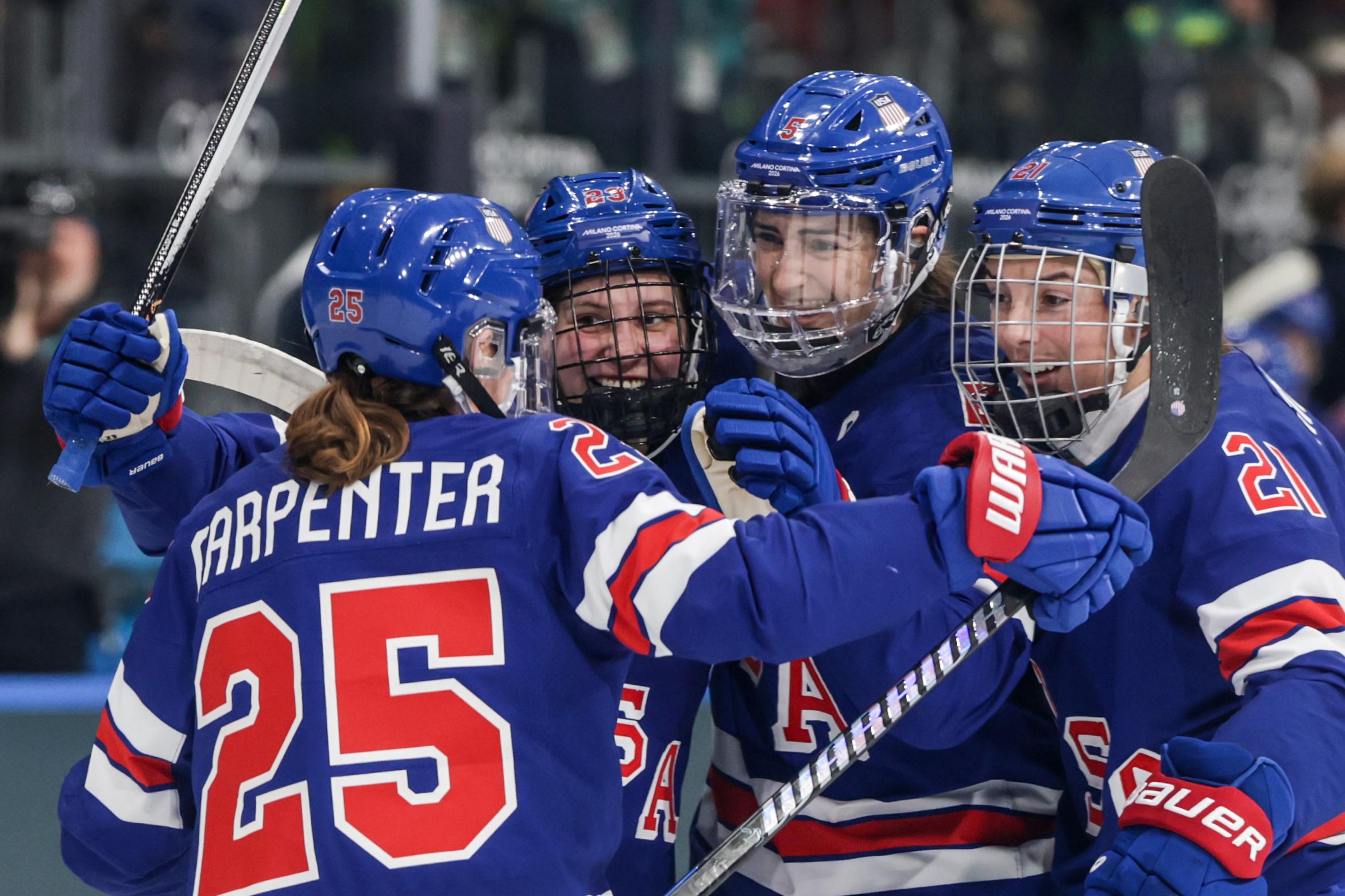 The US Women's Hockey team compete against the women from the Czech Republic at the Milano Cortina Winter Olympic Games.
